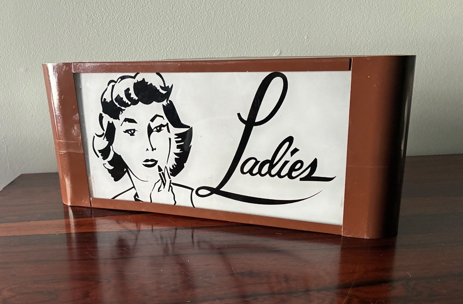 Vintage 1930's ladies Rest Room Electric Sign Glass Insert