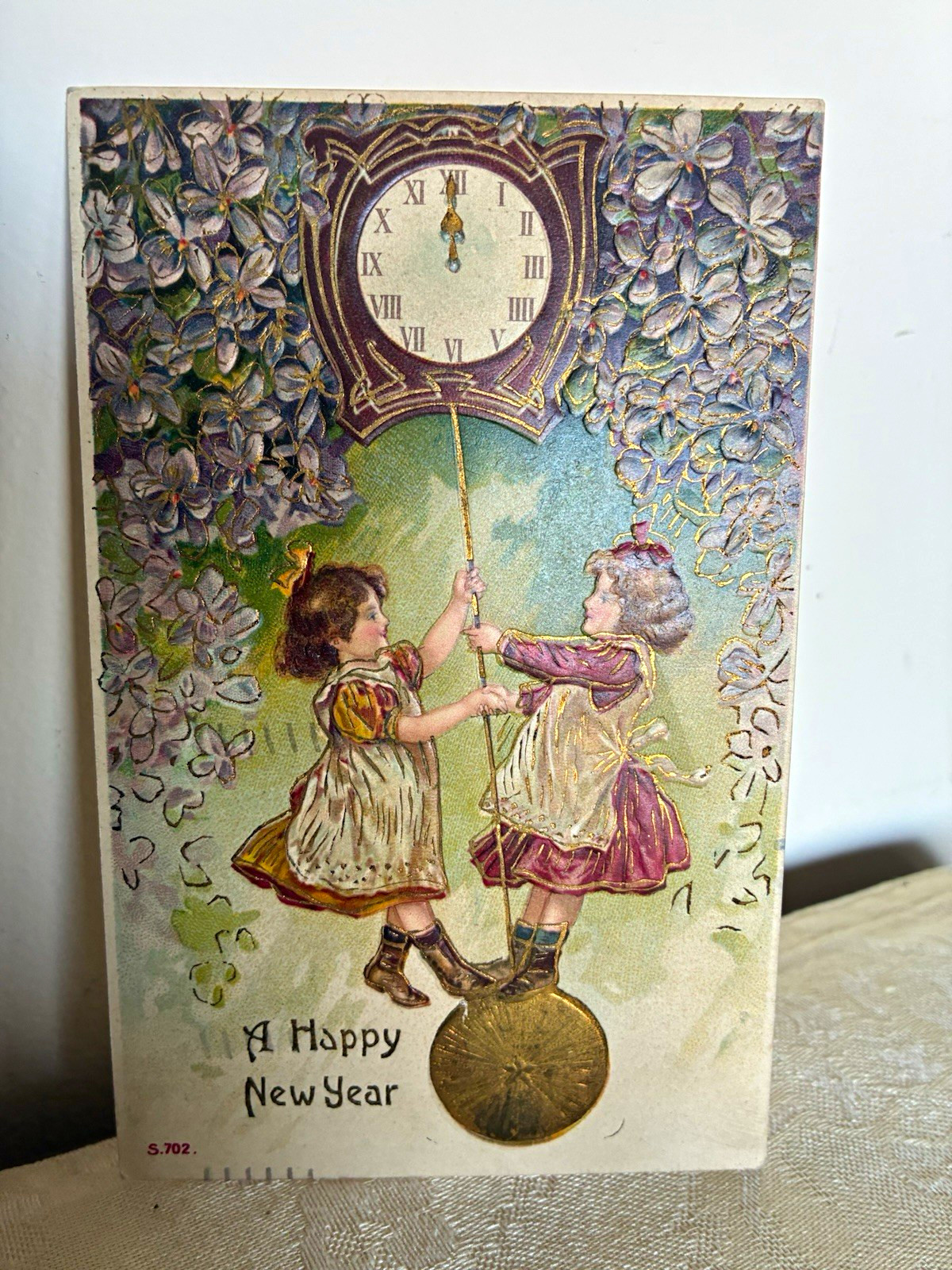 Antique 1907 Embossed New Year\'s Children Postcard \ Antique 1907 Embossed New Year\'s Children Postcard \