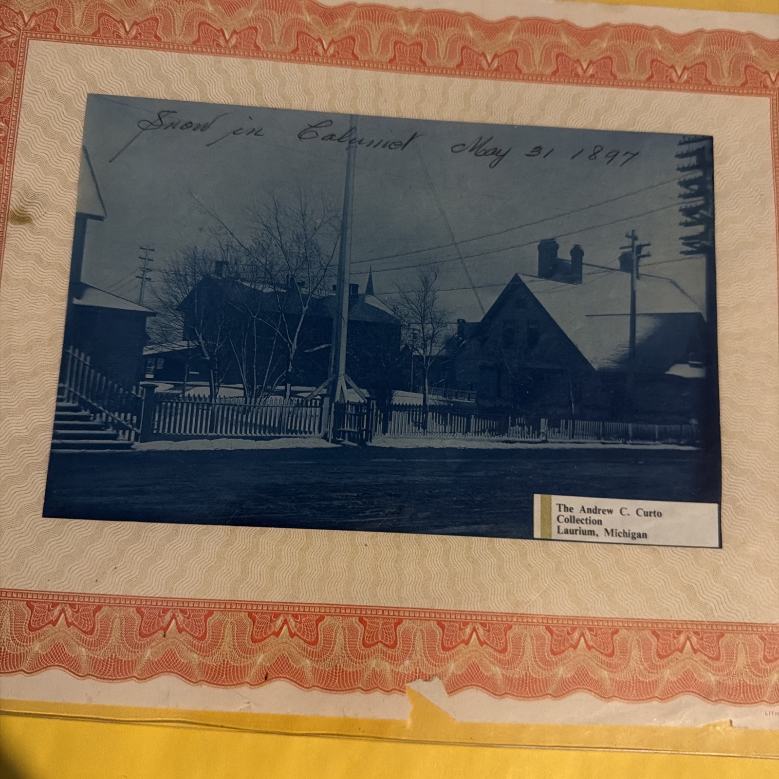 Rare Blue Tone Photograph Calumet Michigan Andrew Curto Collection G6 Rare Blue Tone Photograph Calumet Michigan Andrew Curto Collection G6