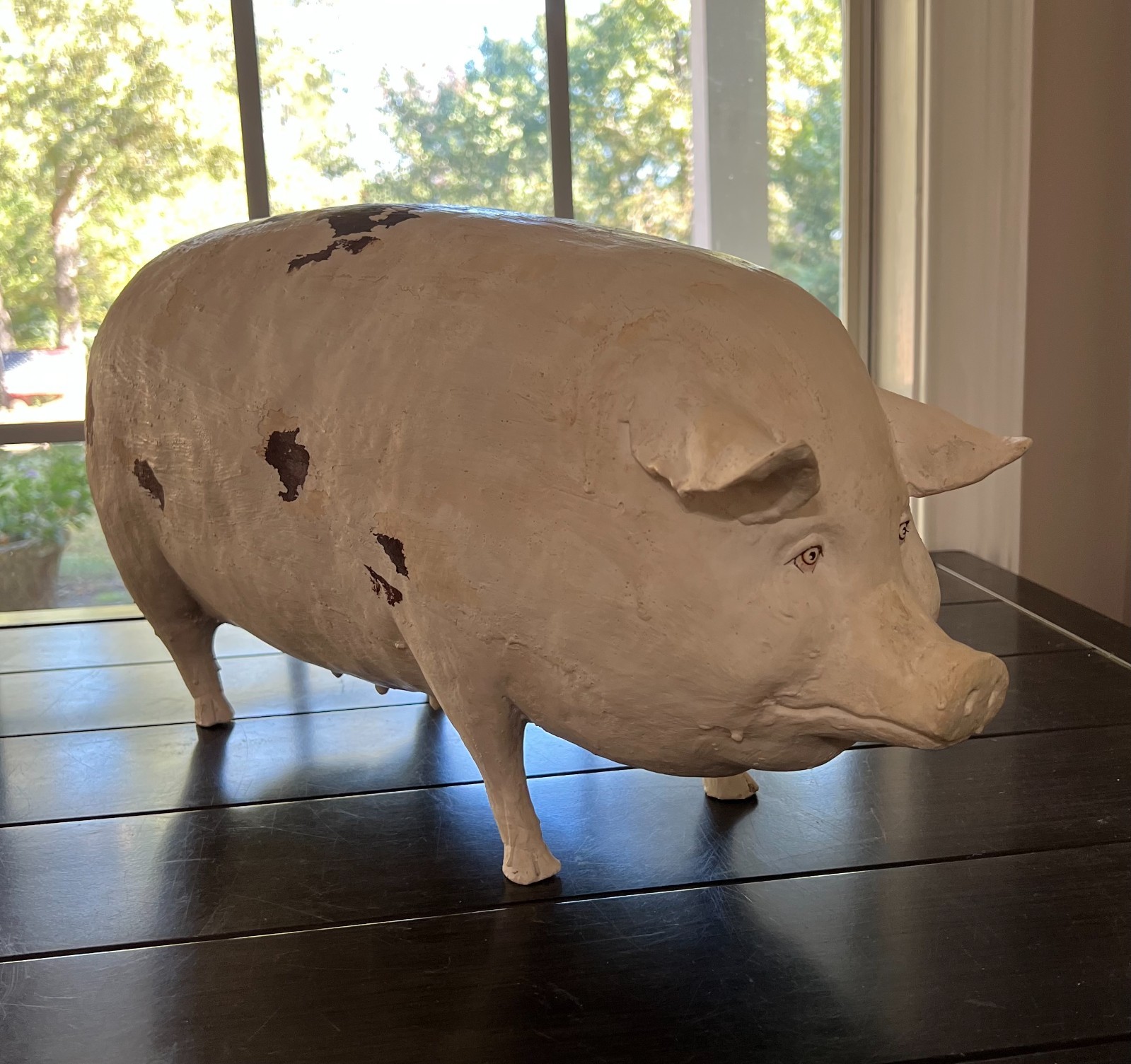 Vintage Primitive Folk Art Butcher's Shop Pig Display Statue (22