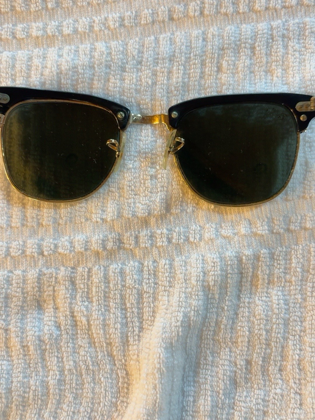 Vintage Bausch & Lomb Ray-Ban W0365 Clubmaster Sunglasses B&L USA Black Gold Vintage Bausch & Lomb Ray-Ban W0365 Clubmaster Sunglasses B&L USA Black Gold