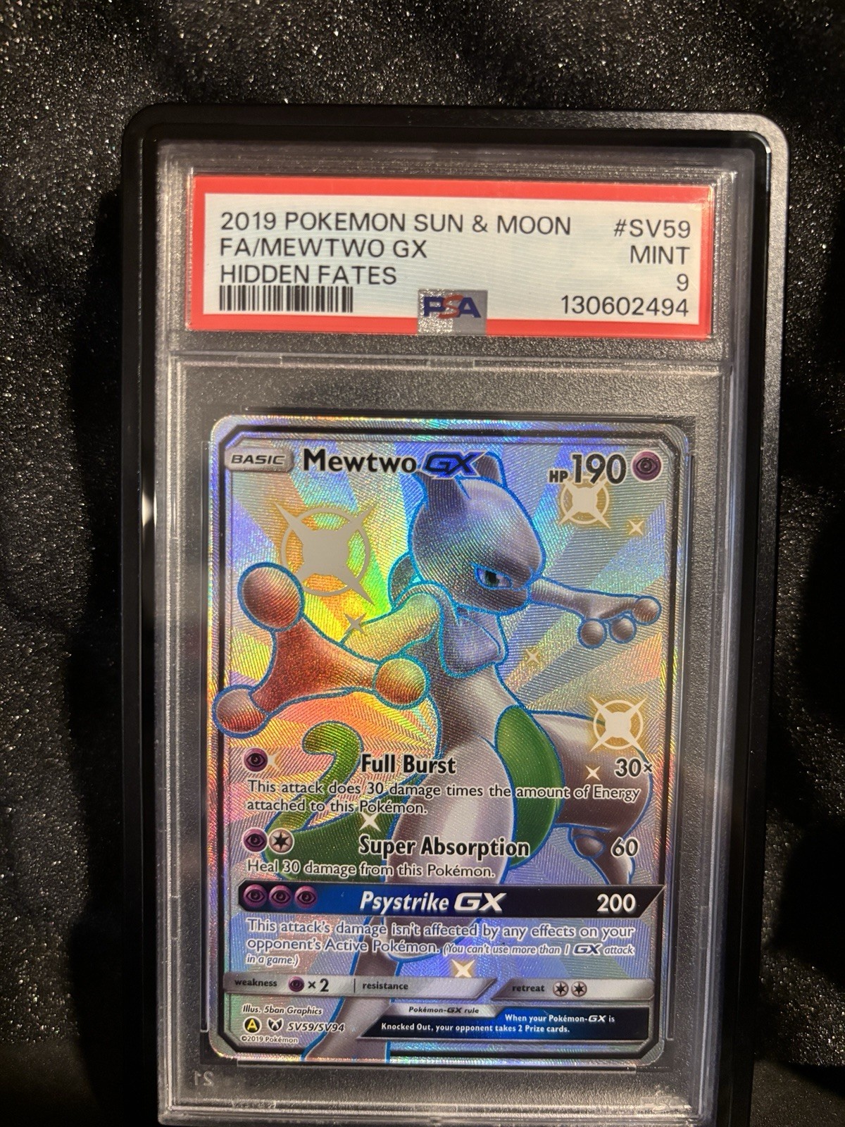 Mewtwo GX SV59/SV94 Hidden Fates: Shiny Vault Holo Mewtwo GX SV59/SV94 Hidden Fates: Shiny Vault Holo