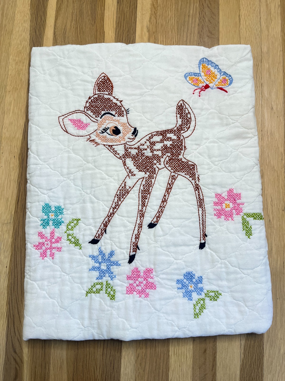 Vintage Walt Disney Bambi Quilted Nursery Crib Quilt Blanket Paragon Needlecraft Vintage Walt Disney Bambi Quilted Nursery Crib Quilt Blanket Paragon Needlecraft