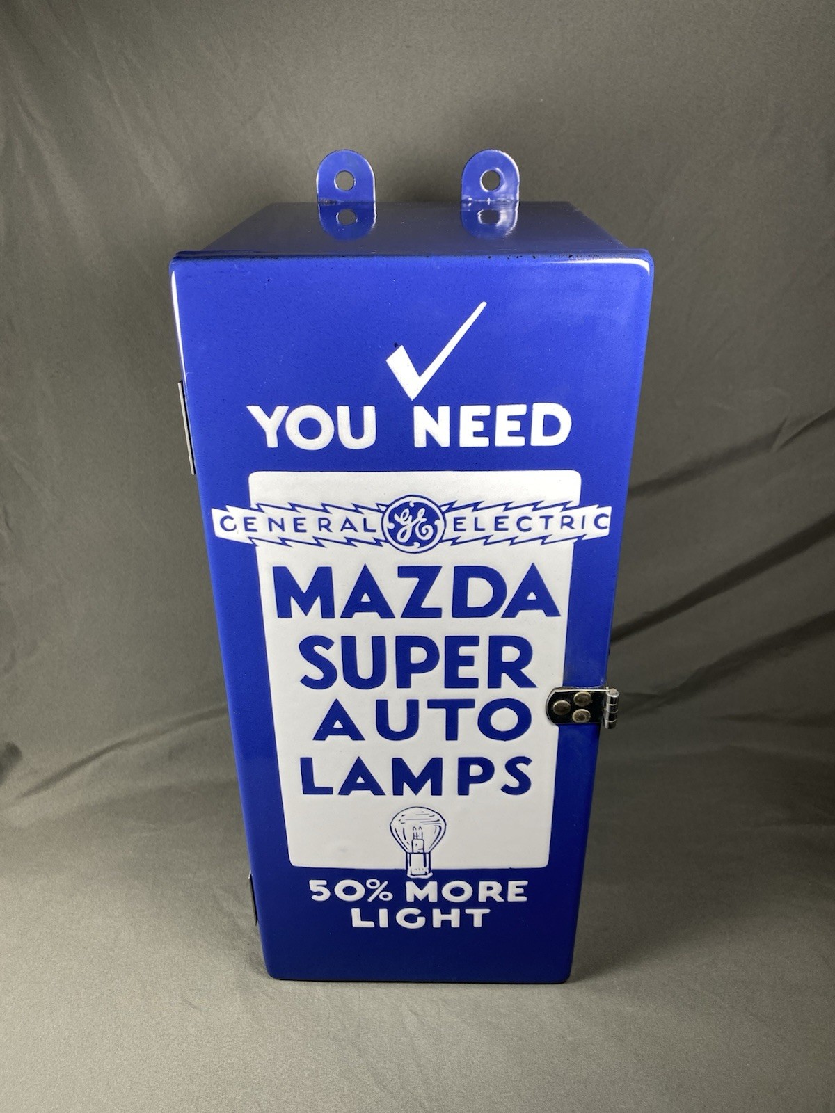 Vintage General Electric Super Mazda Auto Lamps Porcelain Store Display Sign Box Vintage General Electric Super Mazda Auto Lamps Porcelain Store Display Sign Box