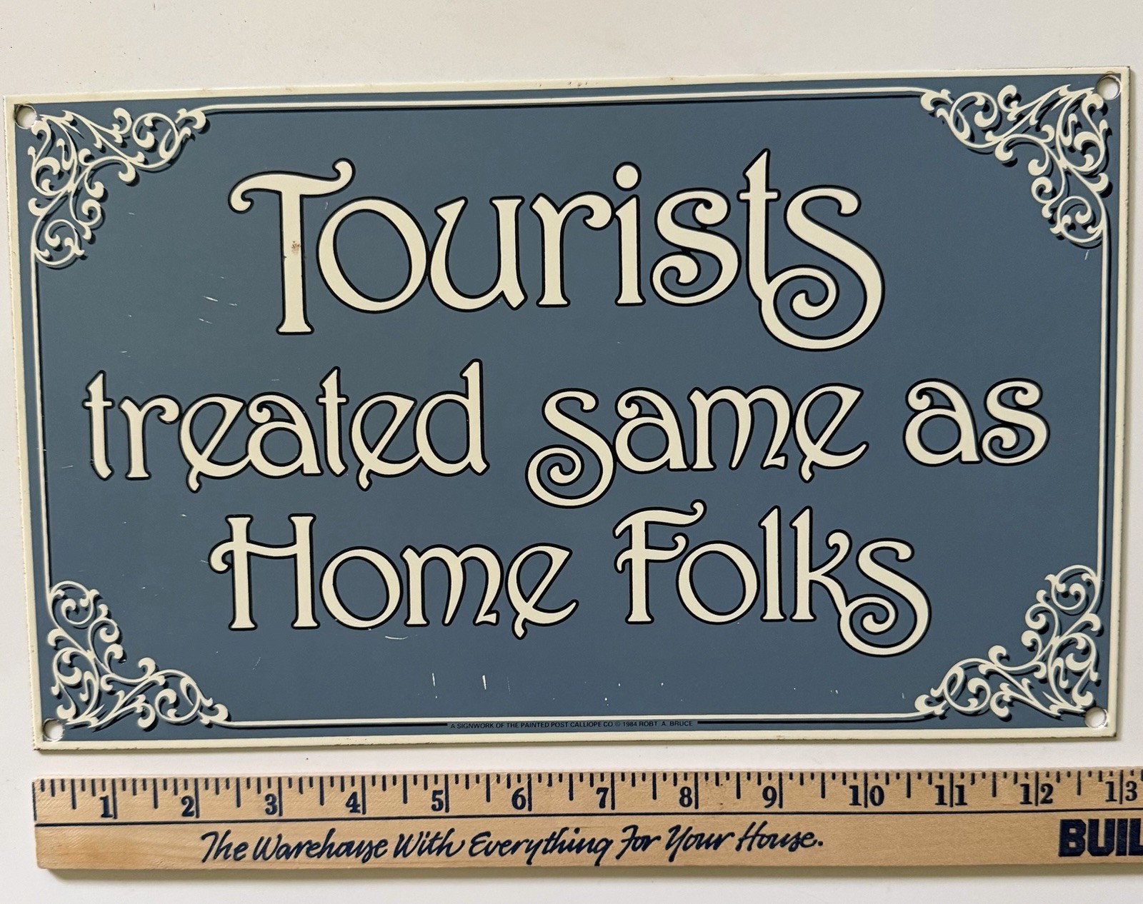 Vintage Enamel Porcelain Sign Tourists Treated Same As Home Folks Vintage Enamel Porcelain Sign Tourists Treated Same As Home Folks