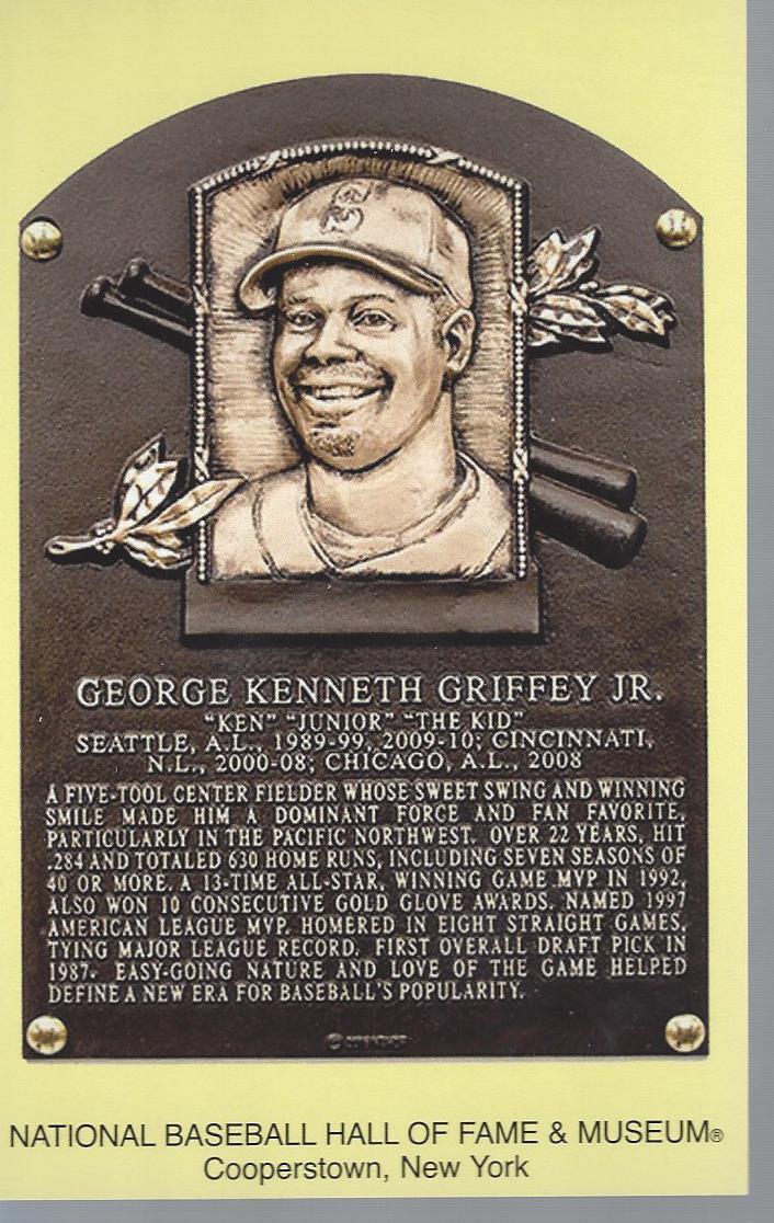 ken griffey jr postcard plaque card hof hall of fame 2016 mlb baseball mariners ken griffey jr postcard plaque card hof hall of fame 2016 mlb baseball mariners