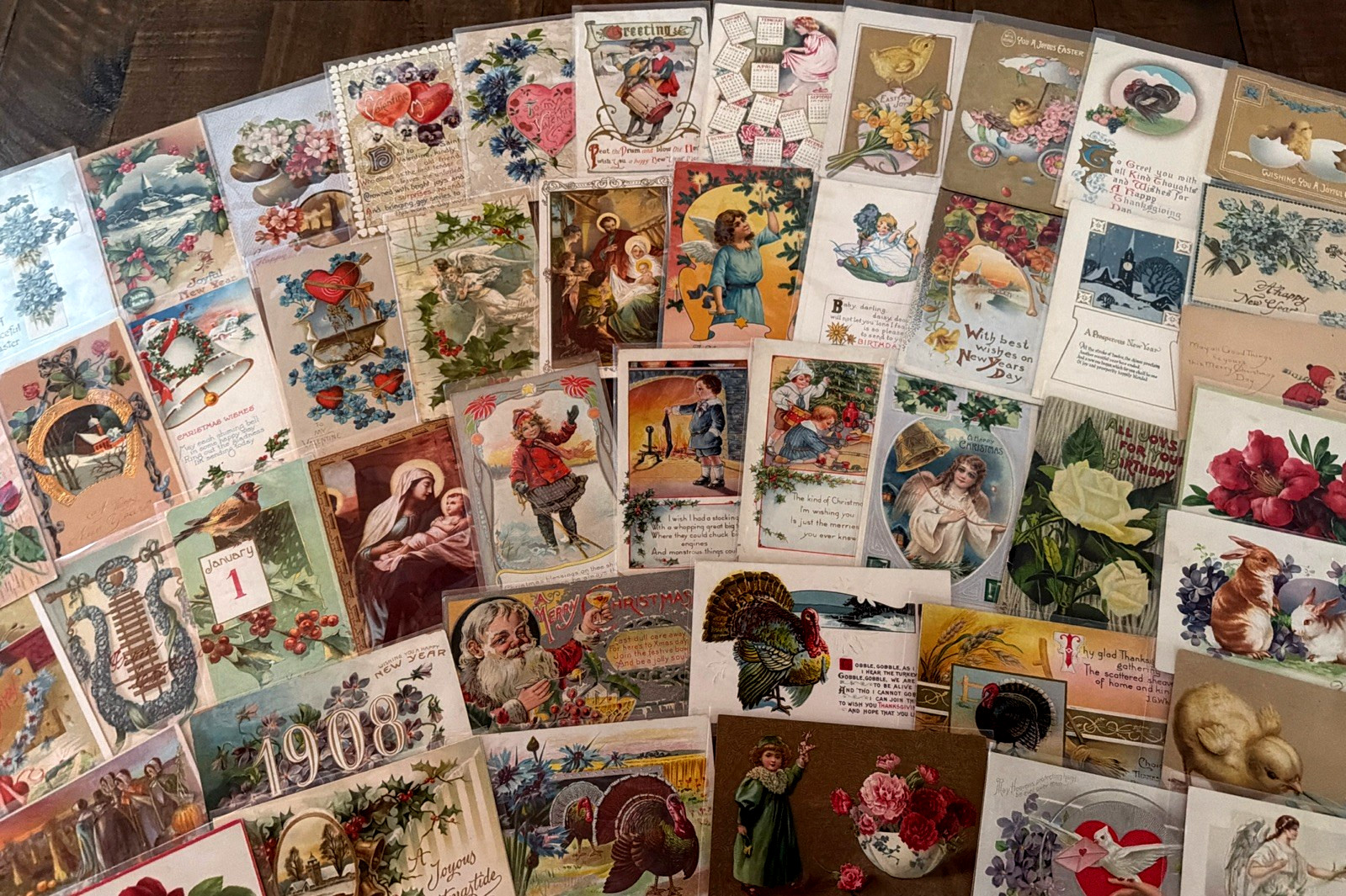 Lot of 60~Mixed~ Antique Vintage Holidays Greetings 1900's Postcards~Santa~s508 Lot of 60~Mixed~ Antique Vintage Holidays Greetings 1900's Postcards~Santa~s508