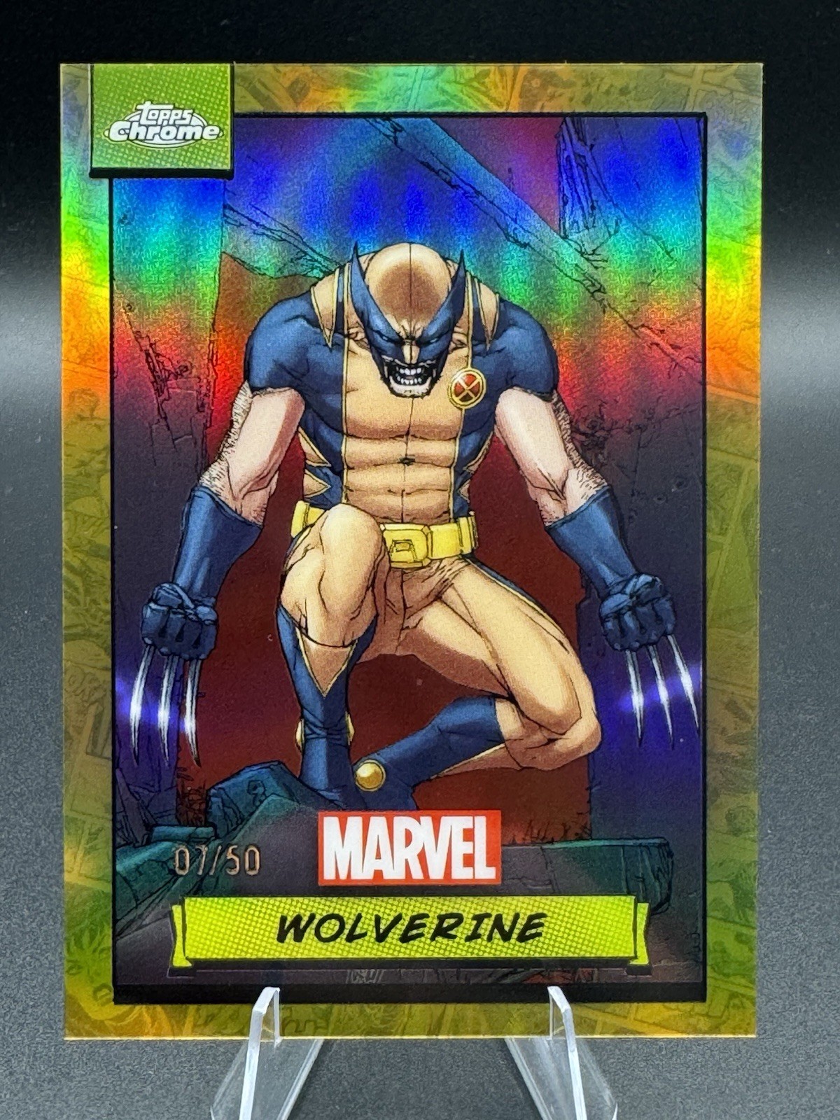 2024 Topps Chrome Marvel Wolverine True Gold refractor /50 2024 Topps Chrome Marvel Wolverine True Gold refractor /50