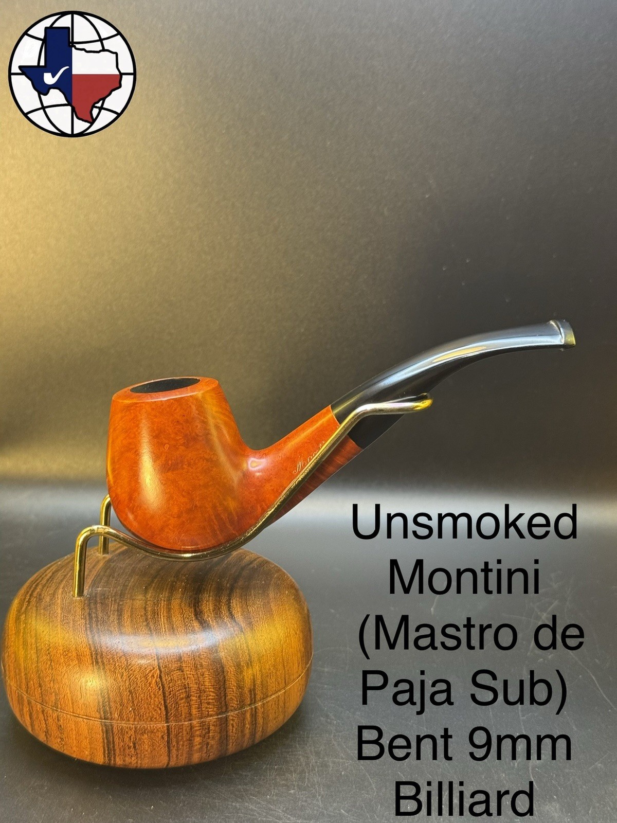 Vintage Unsmoked Montini (Mastro De Paja Sub) Bent 9mm Billiard Tobacco Pipe