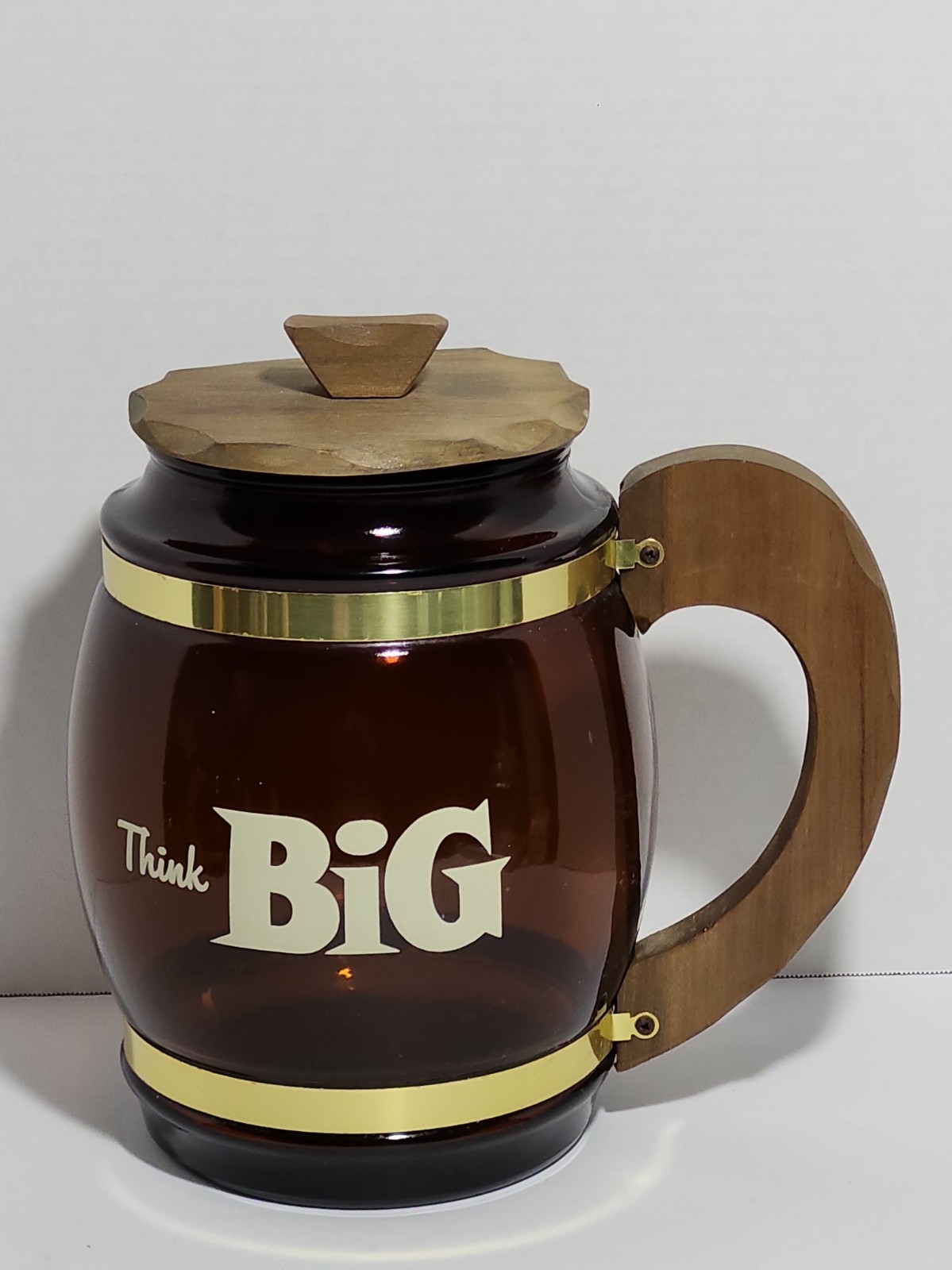 Vintage 1970s Siesta Ware Think Big Amber Stein Cookie Jar Or Beer Mug 9.5”