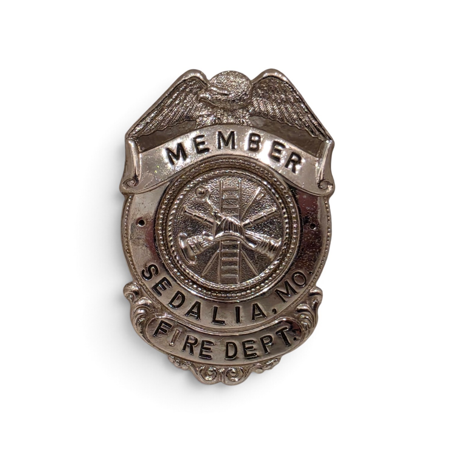 Vintage Obsolete Sedalia, MO Member Fire Fighter Department Badge Eagle Shield Vintage Obsolete Sedalia, MO Member Fire Fighter Department Badge Eagle Shield