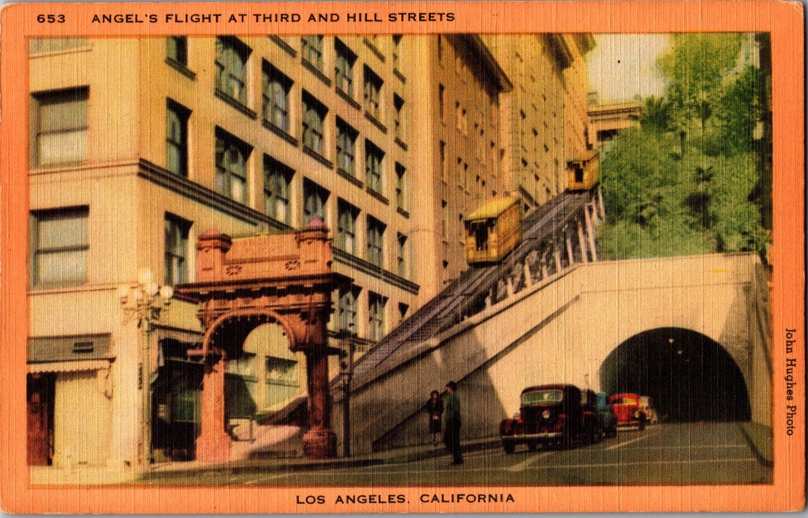 Vintage Postcard Los Angeles California LA Angel\'s Flight 3rd Hill Street Linen