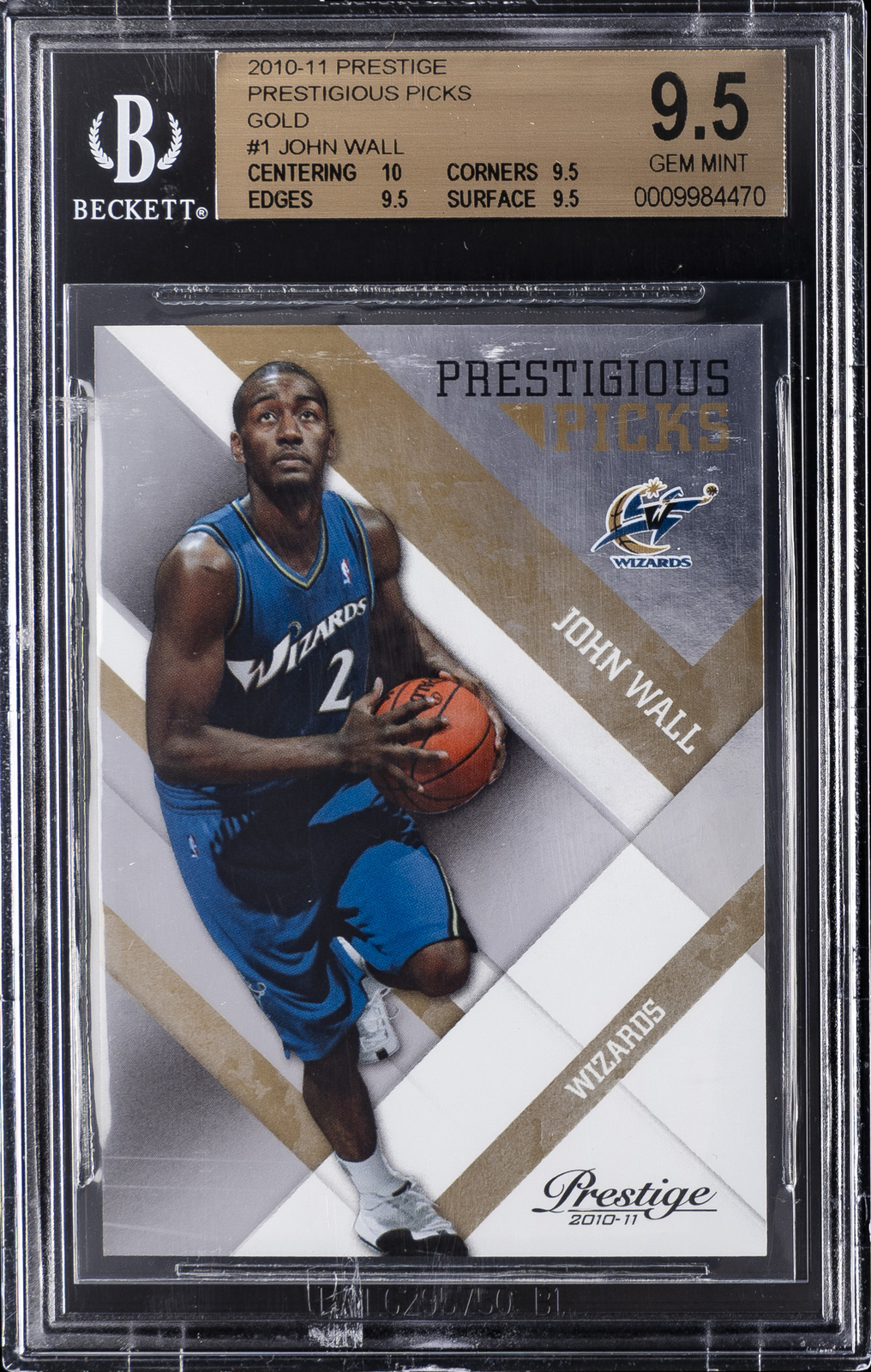 2010-11 PRESTIGE PRESTIGIOUS PICKS GOLD #1 JOHN WALL ROOKIE RC /99 BGS 9.5