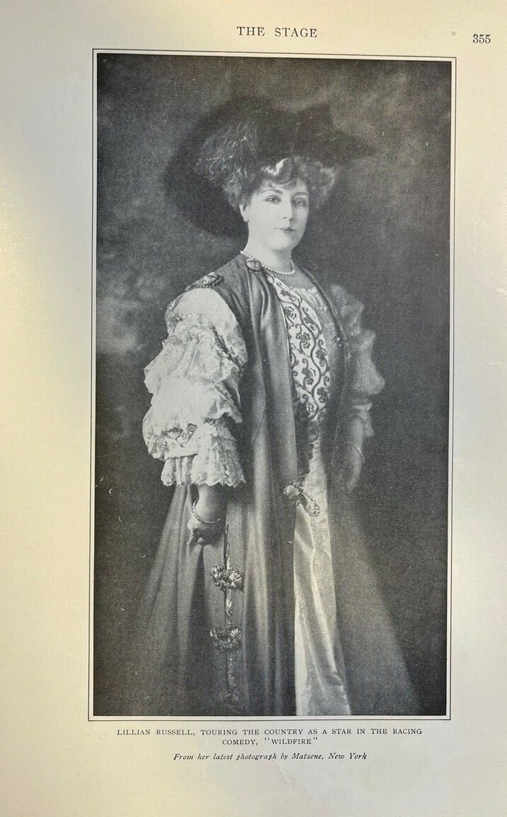 1907 Vintage Magazine Illustration Actress Lillian Russell