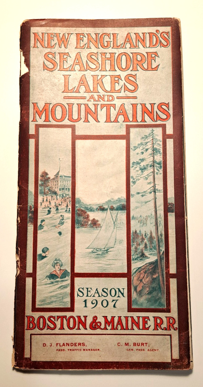 1907 BOSTON & MAINE Railroad Timetable New England Seashore Lake Mountains GUIDE 1907 BOSTON & MAINE Railroad Timetable New England Seashore Lake Mountains GUIDE