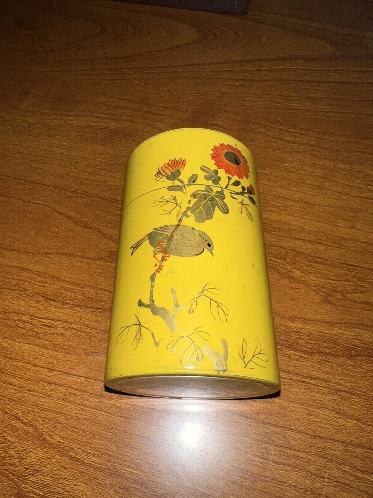 Old SPICE ISLANDS Metal Tea Tin Canister  Japan San Francisco 1950\'s Yellow