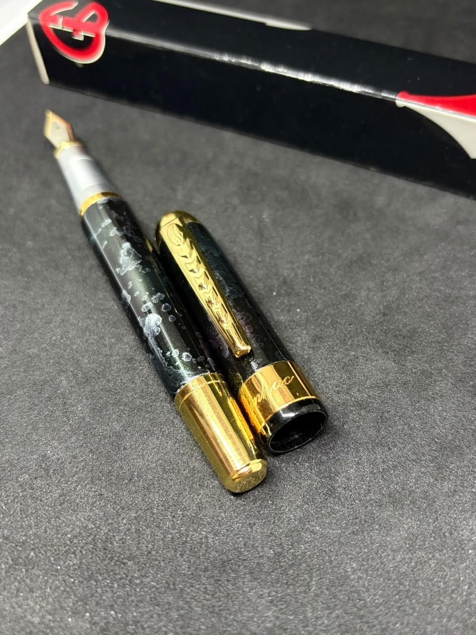 Vintage Jinhao Shinning Green Purple Mix Floral Pattern Fountain Pen 18K GP Vintage Jinhao Shinning Green Purple Mix Floral Pattern Fountain Pen 18K GP