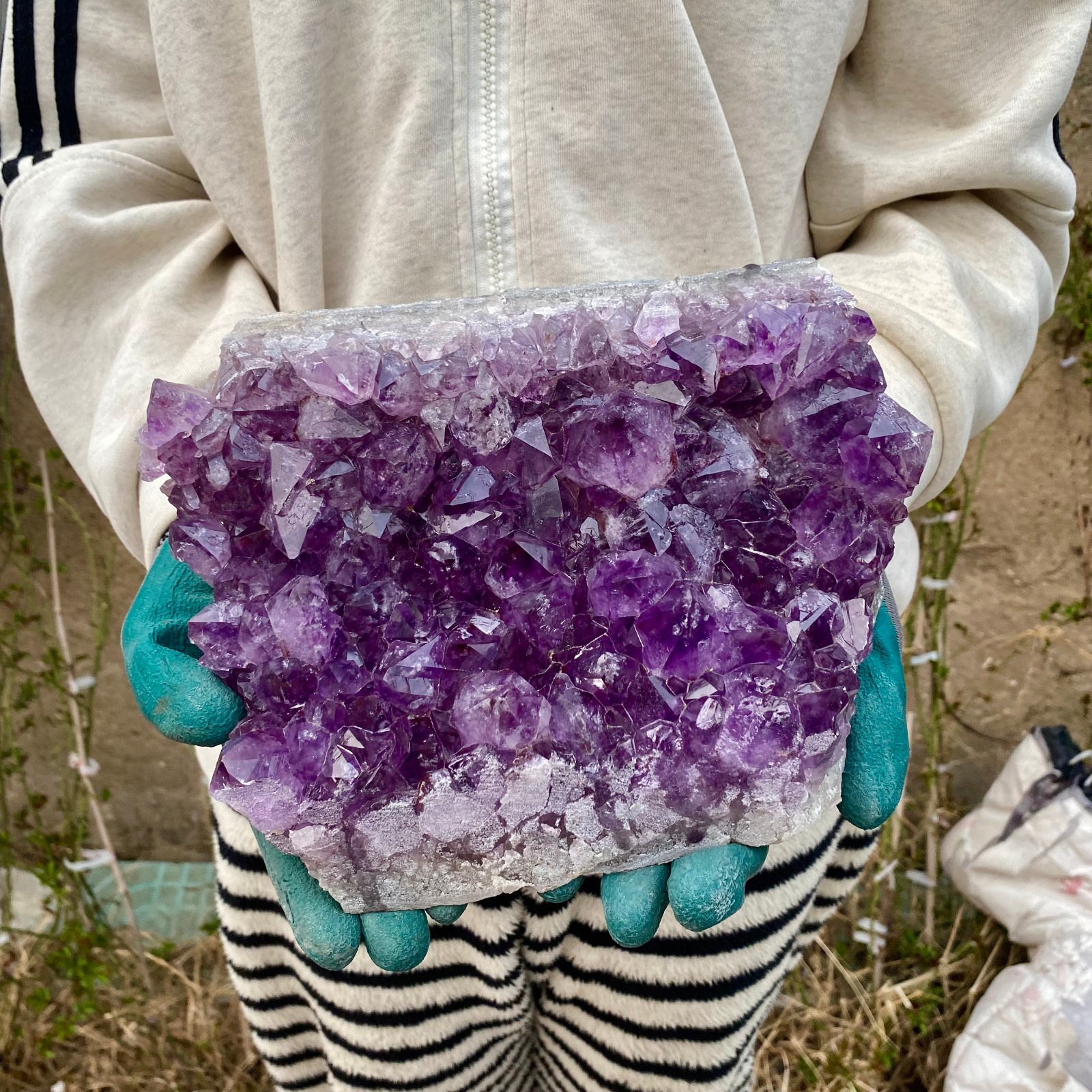 9.47LB Natural Amethyst geode quartz cluster crystal specimen energy healing