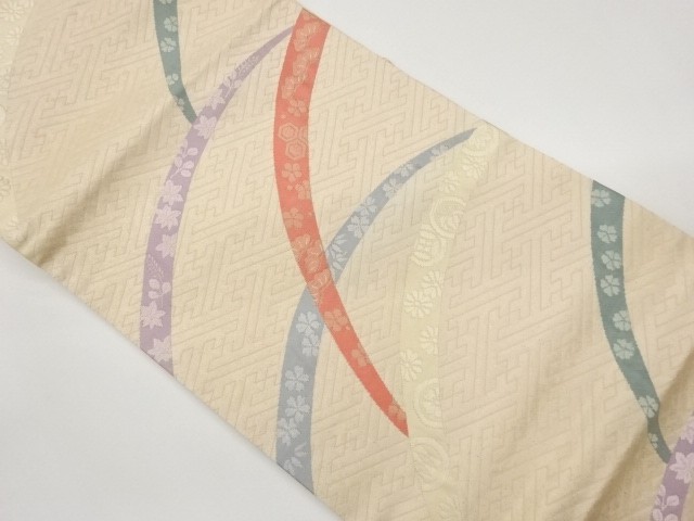 7669320: JAPANESE KIMONO / KIHARA ORIMONO MADE / DEW GRASS / FLOWERS / KIMONO F