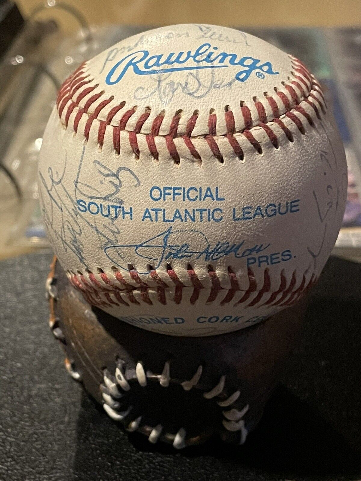 South Atlantic League , Minor League Team Auto.Baseball + Glove,ball,Display.