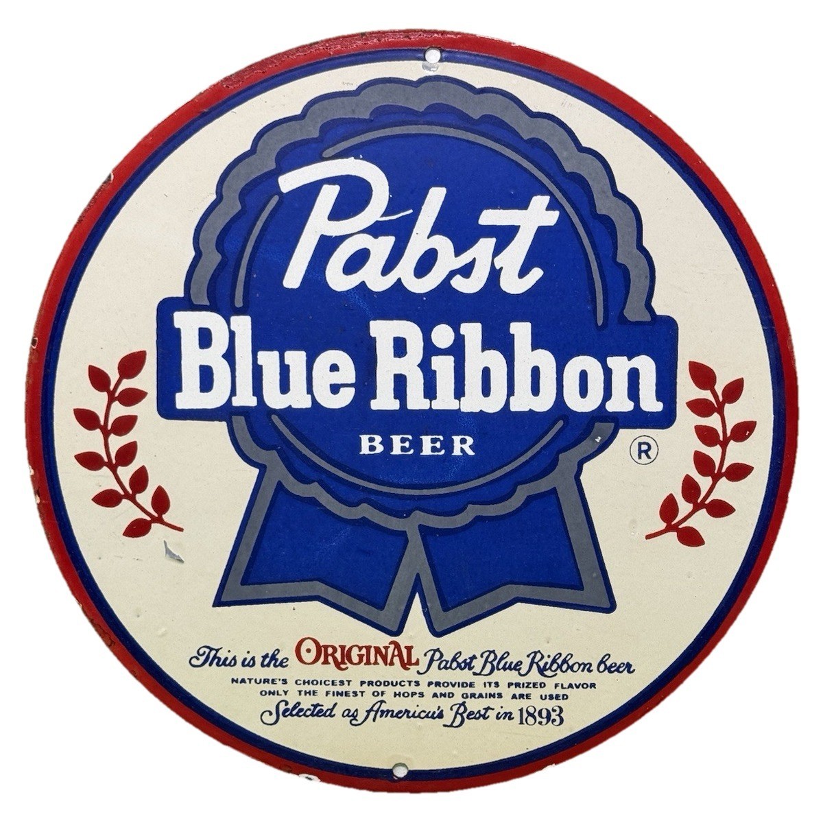 VINTAGE PABST BLUE RIBBON BEER PORCELAIN SIGN BREWERY ADVERTISING