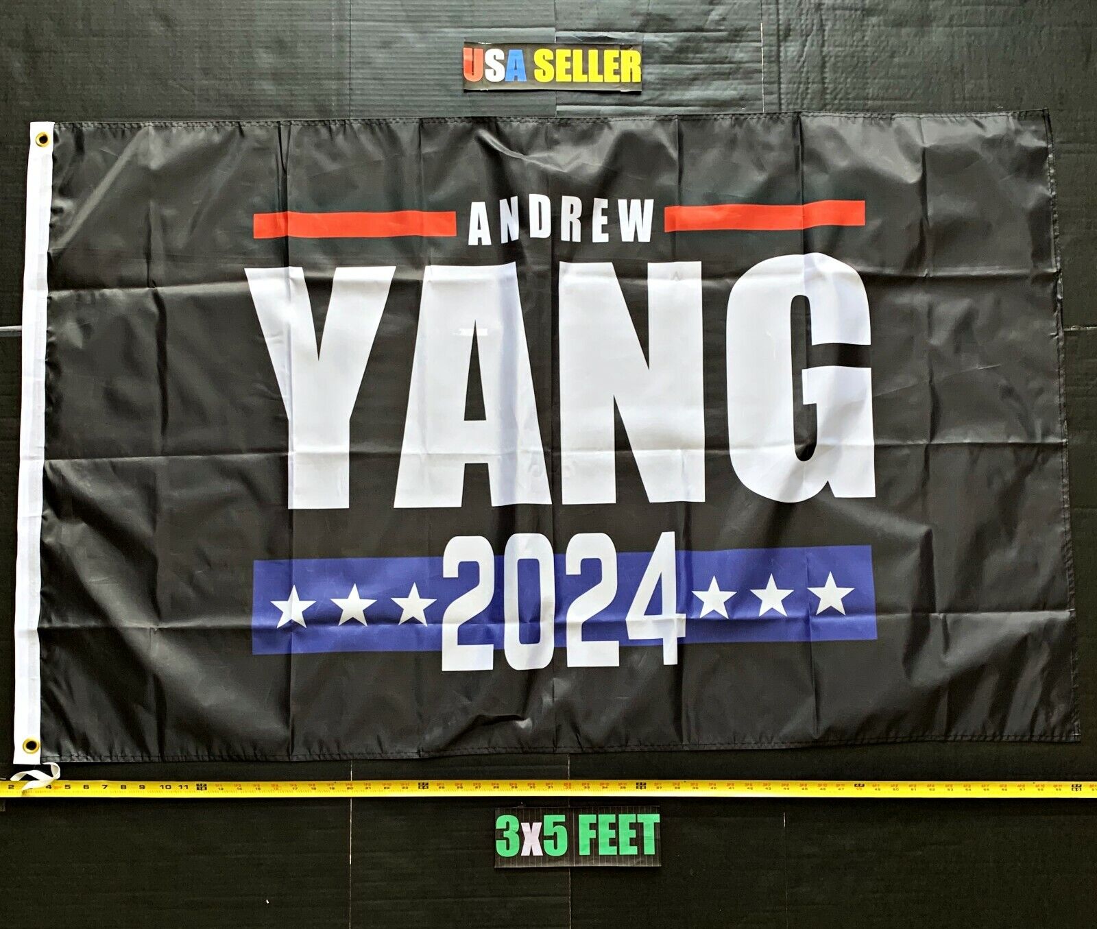 Andrew Yang Flag *FREE FIRST CLASS SHIP* Black Equality Gang USA 2024 Sign 3x5\'