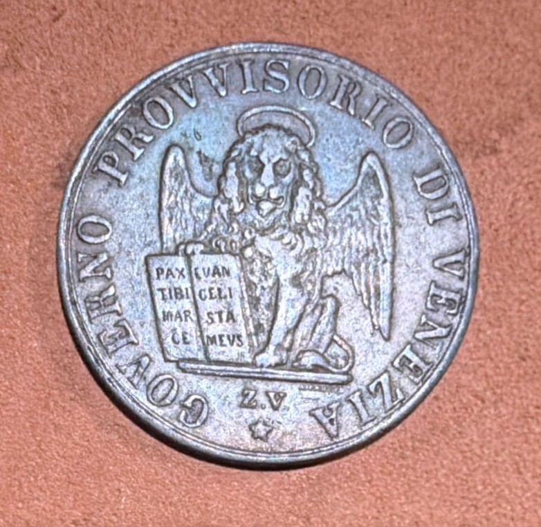 1849-Zv ITALY Venice 5 Centesimi Copper Coin-23.5MM-KM#809 1849-Zv ITALY Venice 5 Centesimi Copper Coin-23.5MM-KM#809