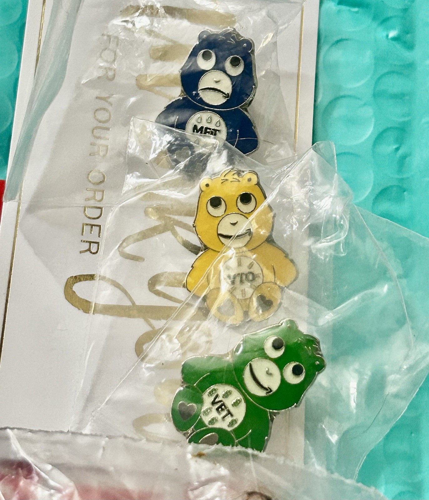 NEW 3 PC LOT Amazon Care Bears Pins Pin backs Brand New