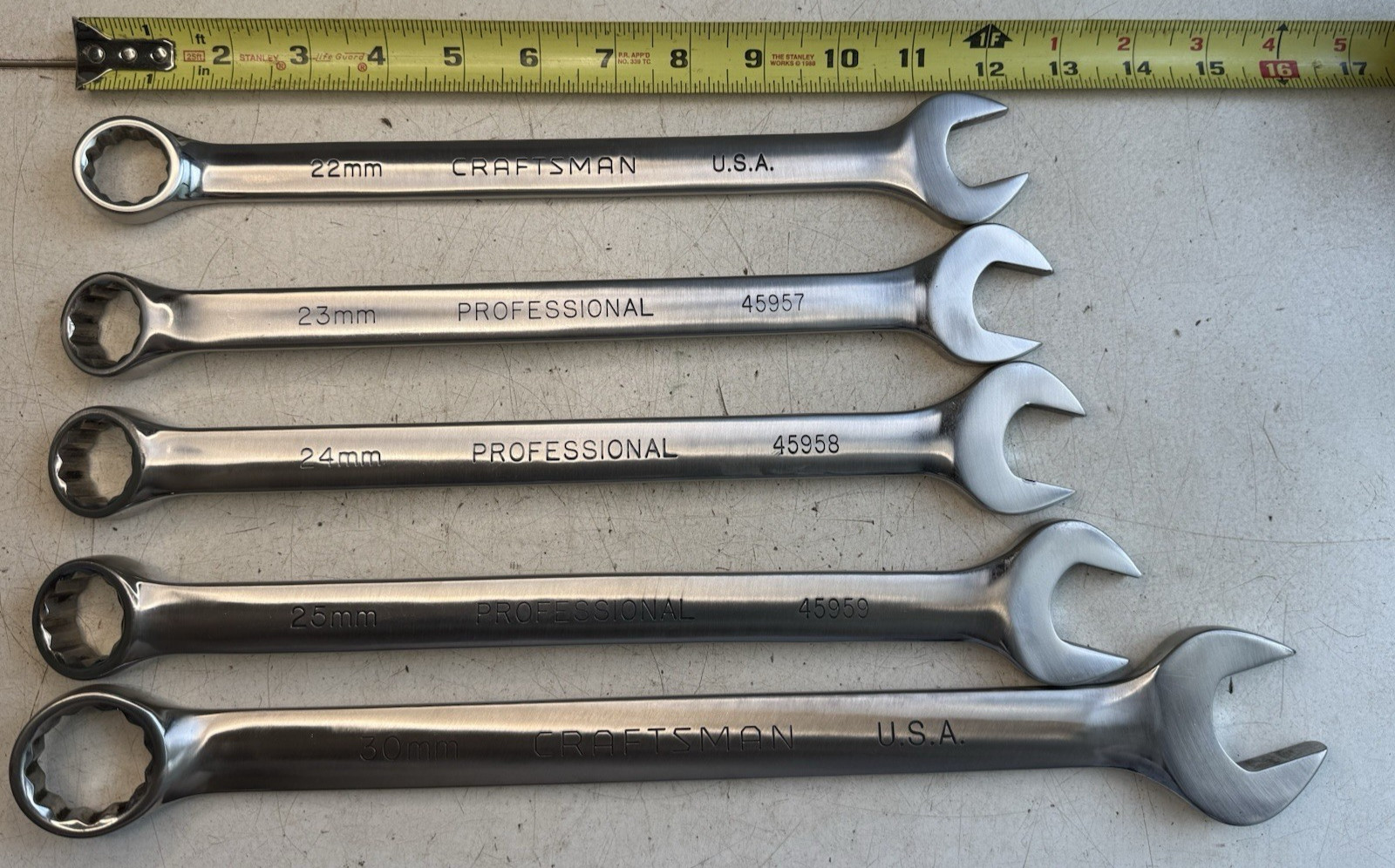 CRAFTSMAN PROFESSIONAL Large Metric Wrenches 22,23,24,25,30mm Used CRAFTSMAN PROFESSIONAL Large Metric Wrenches 22,23,24,25,30mm Used