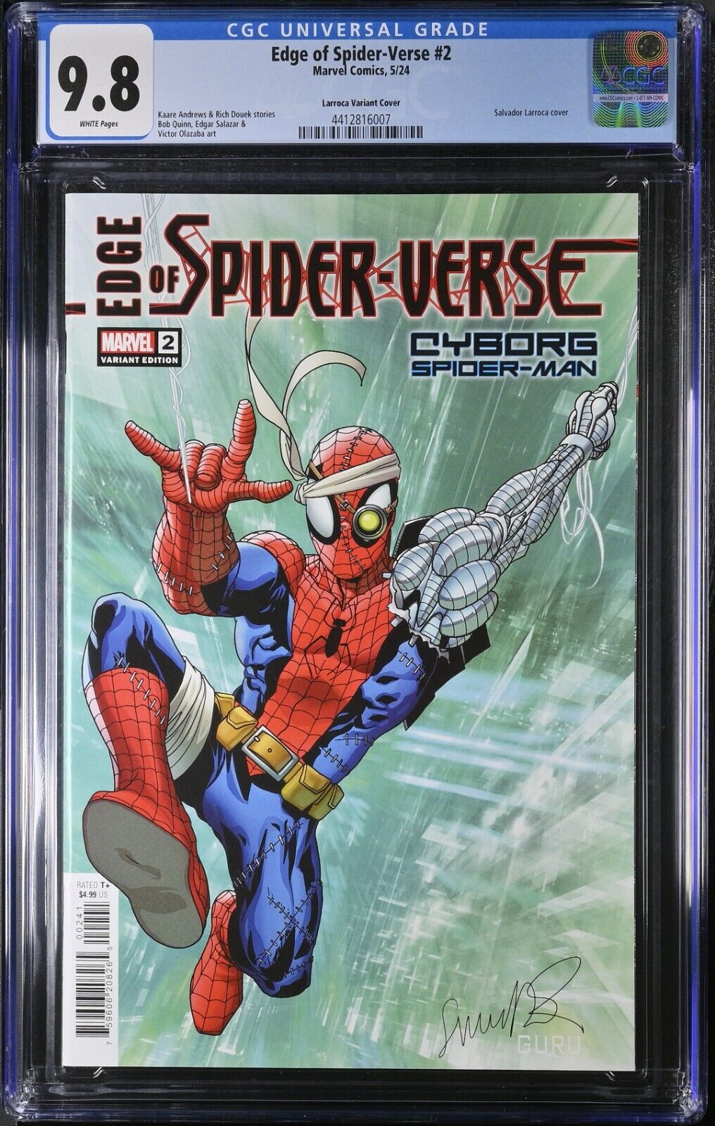 Edge of Spider-Verse #2 CGC 9.8 1st Spooky-Man Larroca Cyborg Var Marvel 2024 WP