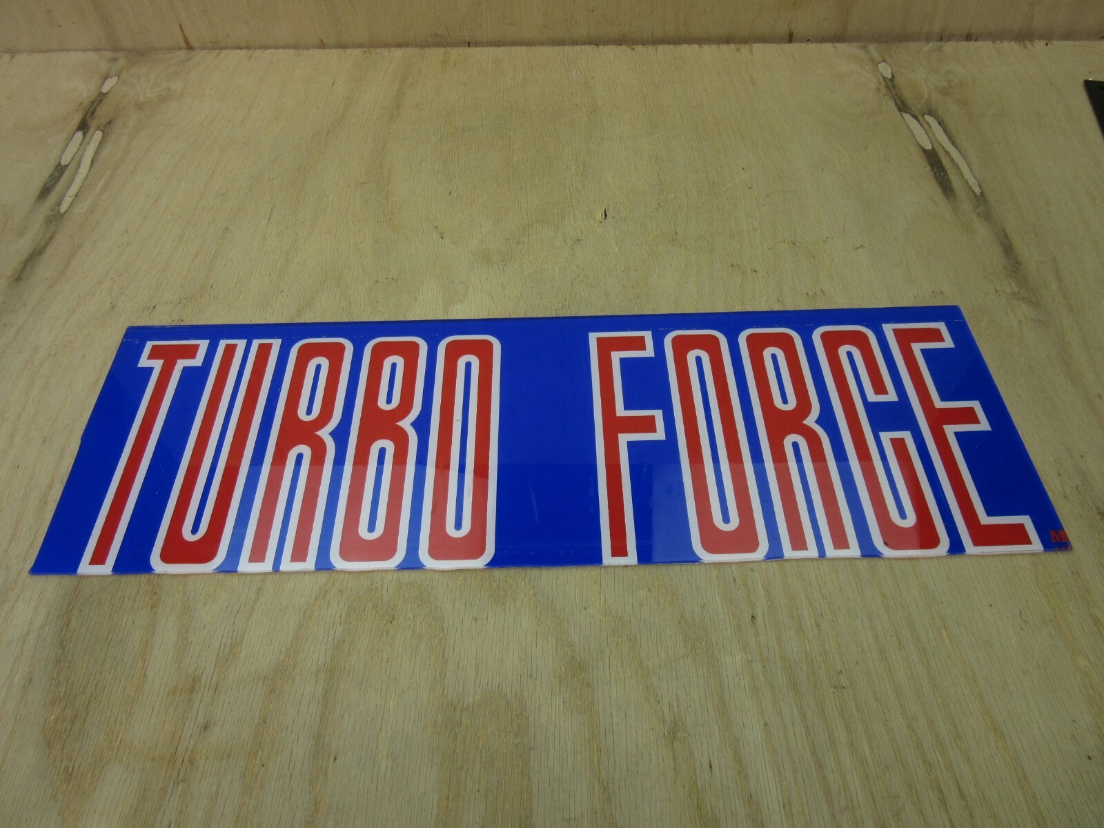 Original 1991 TURBO FORCE Plexiglass Header Marquee Video Arcade Original 1991 TURBO FORCE Plexiglass Header Marquee Video Arcade