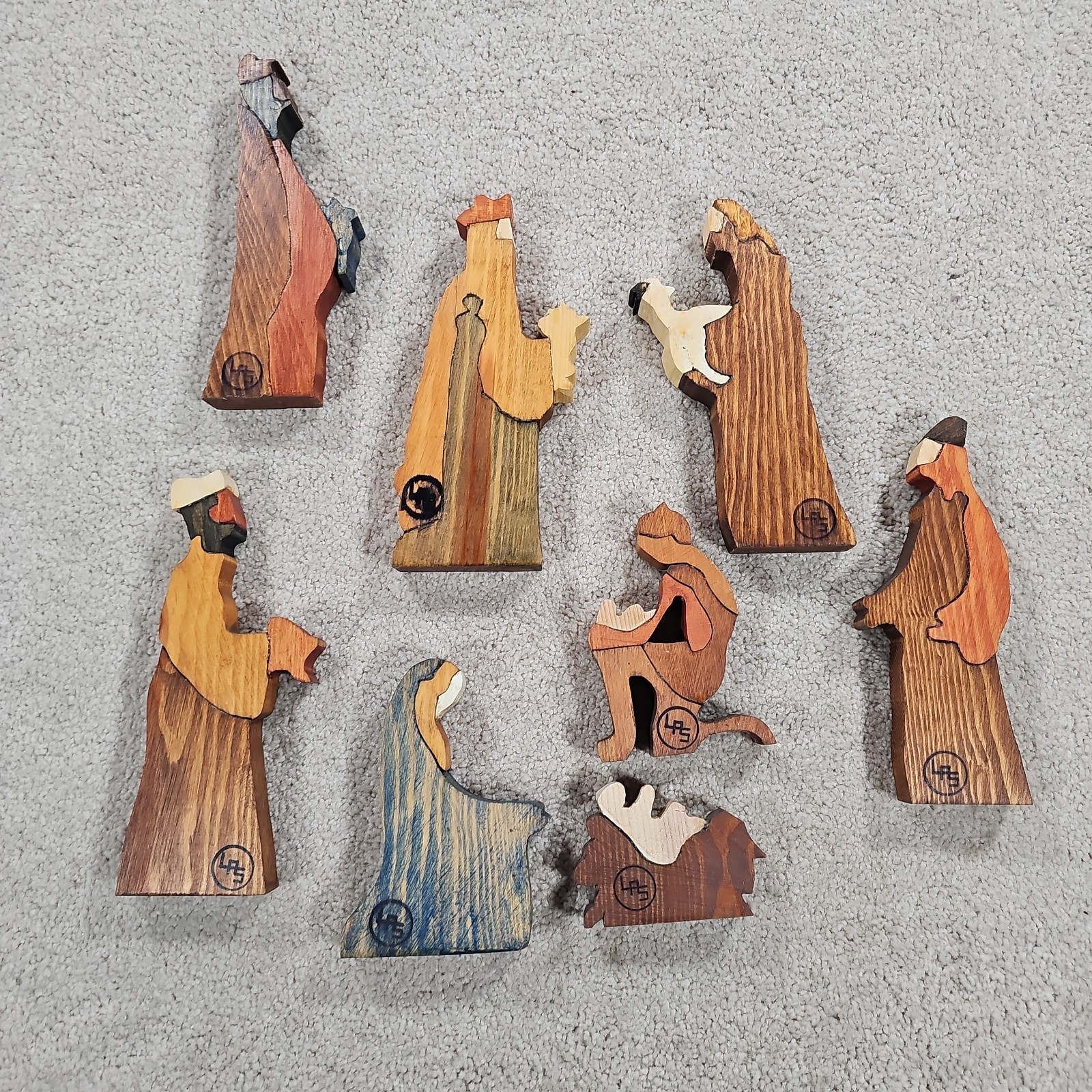 Handmade 8 pc Wooden Nativity Set 6 inches Multi Color Wood Handmade 8 pc Wooden Nativity Set 6 inches Multi Color Wood