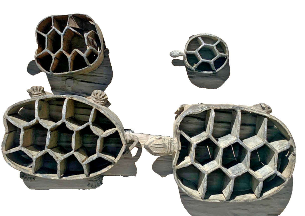 4 Antique Flower Arranger Frogs Made of Lead? Ike Bana? Kenzan? 4 Antique Flower Arranger Frogs Made of Lead? Ike Bana? Kenzan?