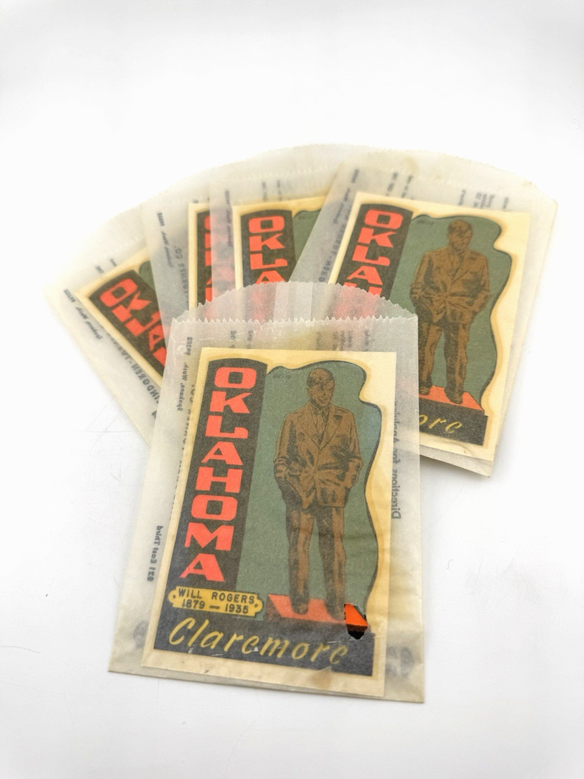 Vintage Oklahoma Claremore Will Rodgers Souvenir Decal Sticker 1950s 1960s Vintage Oklahoma Claremore Will Rodgers Souvenir Decal Sticker 1950s 1960s
