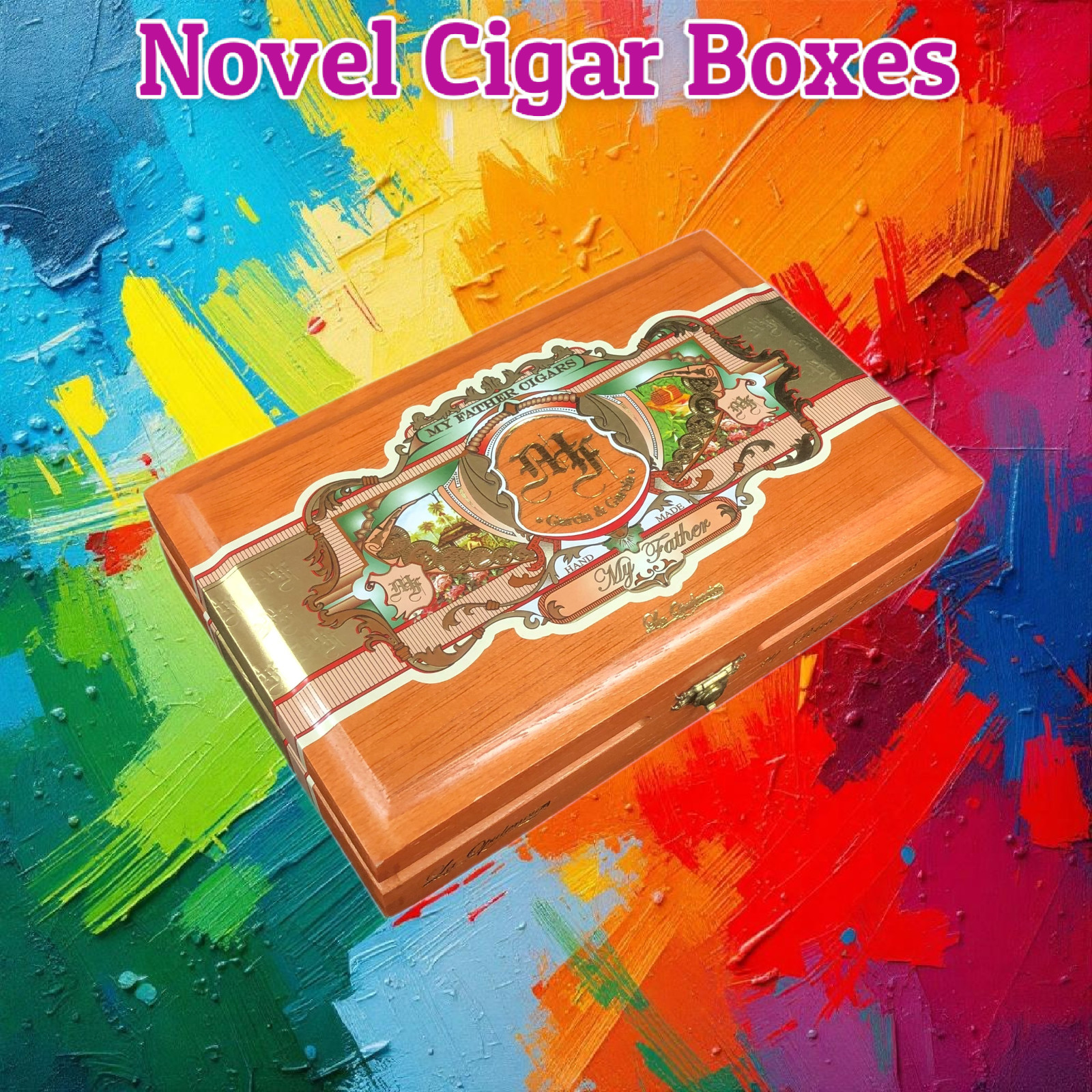 My Father Cigars La Opulencia Petite Empty Wooden Cigar Box 8.75x5.5x2