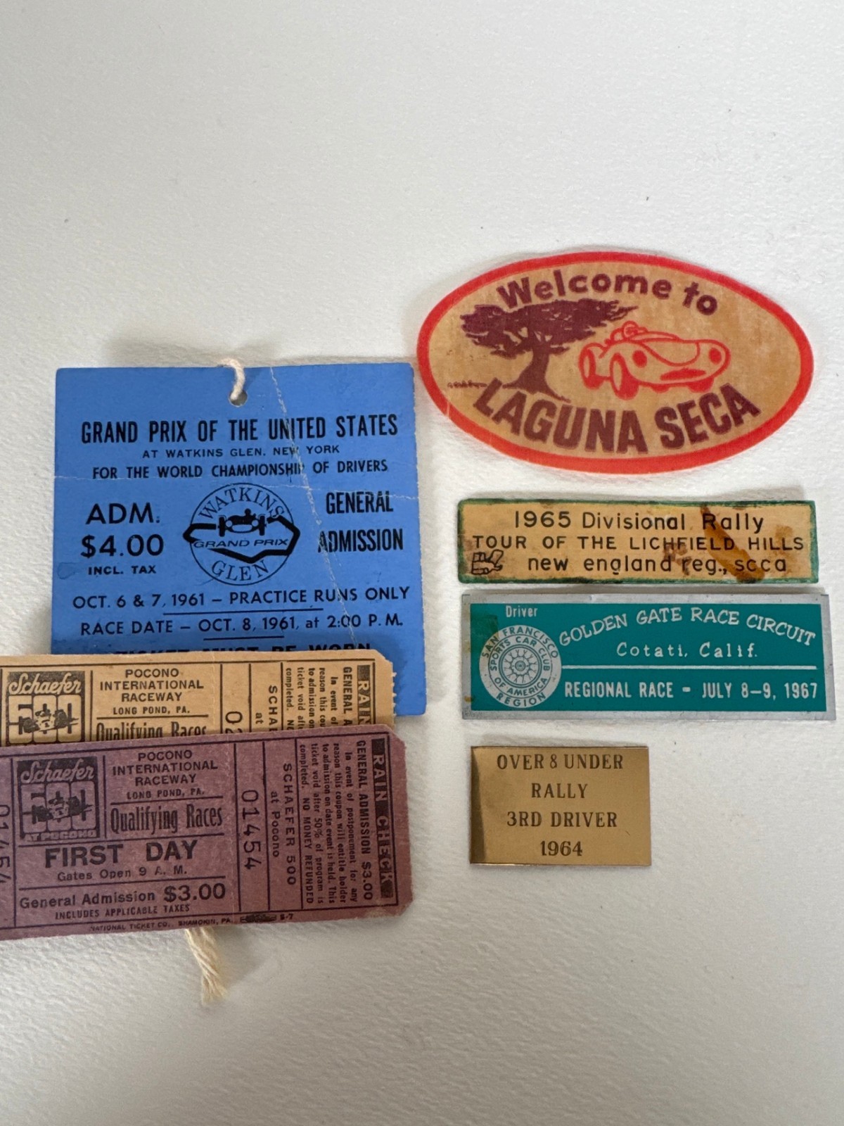 1961 Watkins Glen US Grand Prix Pass Pocono Schaefer 500 Laguna Seca Lot 1961 Watkins Glen US Grand Prix Pass Pocono Schaefer 500 Laguna Seca Lot