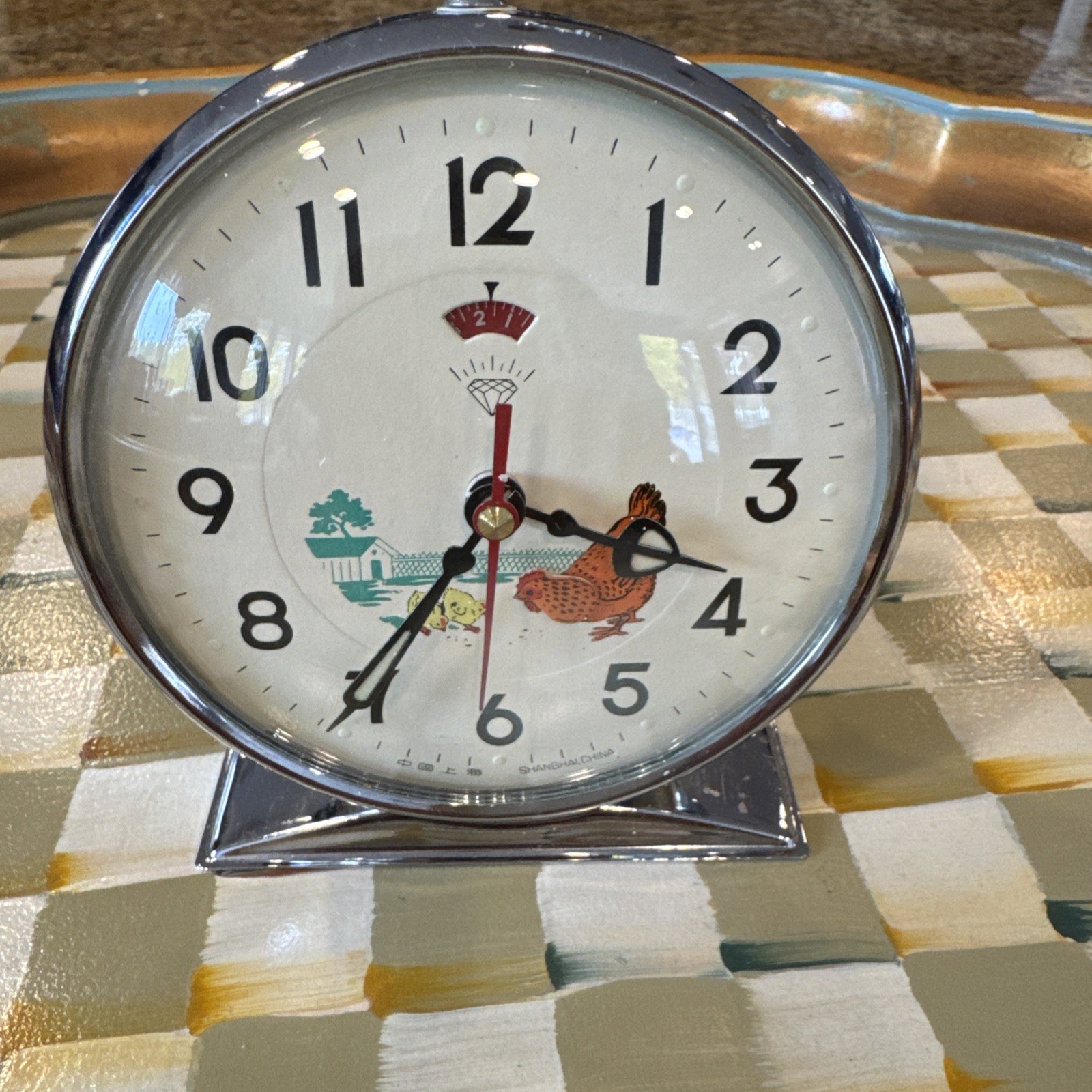 Vintage Animated Chicken Alarm Clock - 1970s Mechanical Table Clock Vintage Animated Chicken Alarm Clock - 1970s Mechanical Table Clock