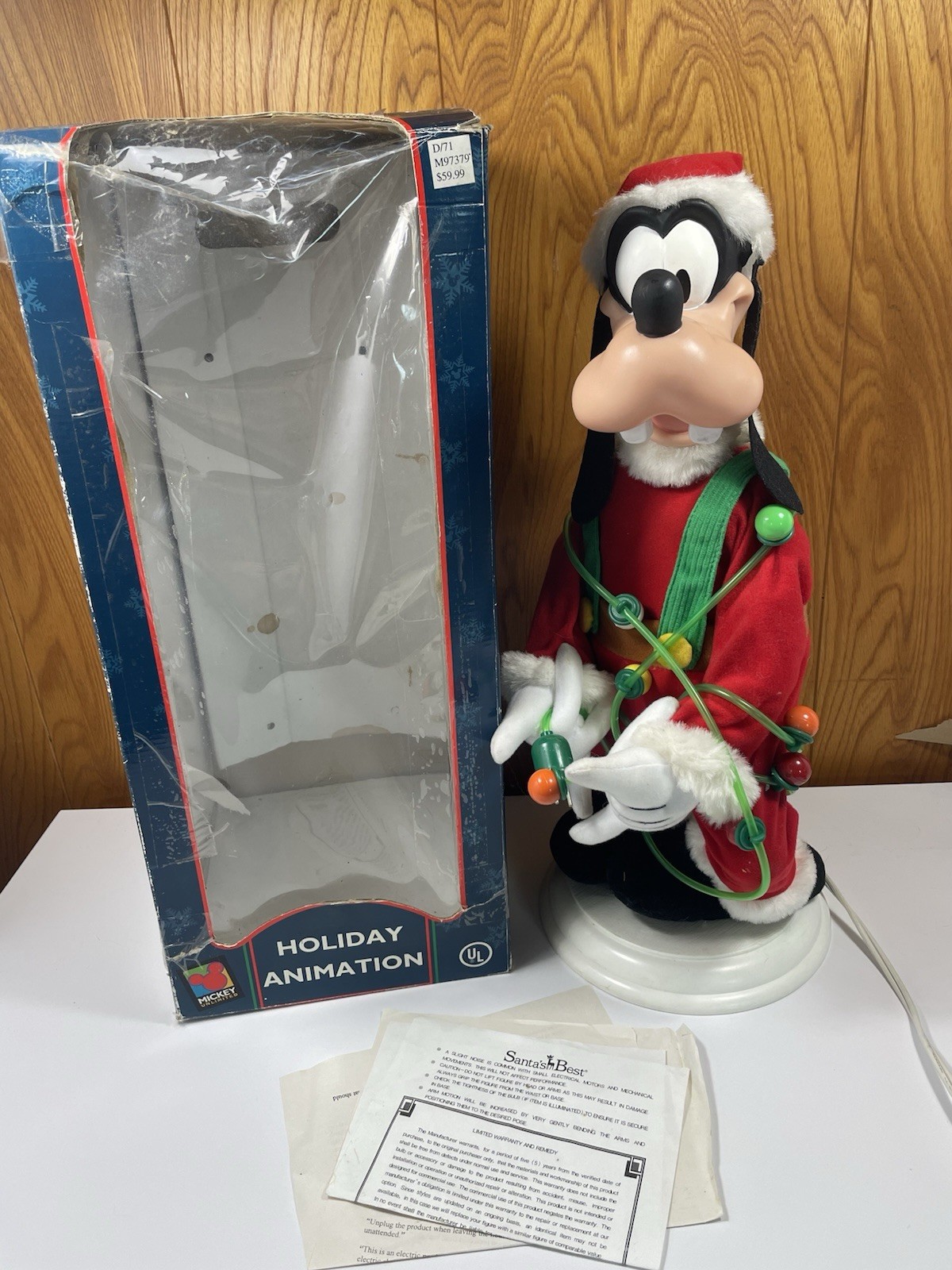 Vtg 1997 Santa’s Best RARE Disney Animated 21” GOOFY Stringing Lights TESTED Vtg 1997 Santa’s Best RARE Disney Animated 21” GOOFY Stringing Lights TESTED