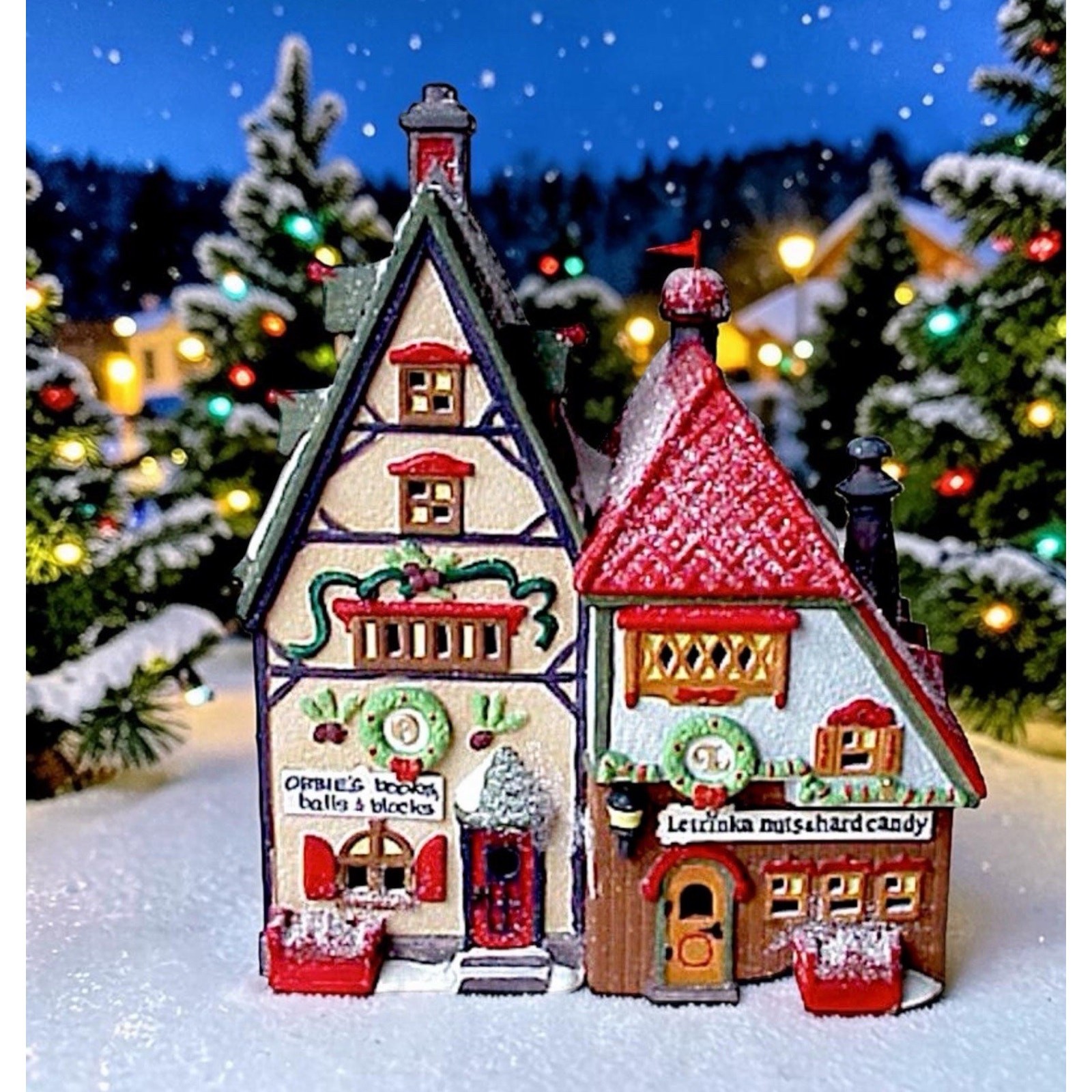 Vintage 1992 Dept 56 North Pole Series “Obbie’s Books” & Letrinka’s Candy”