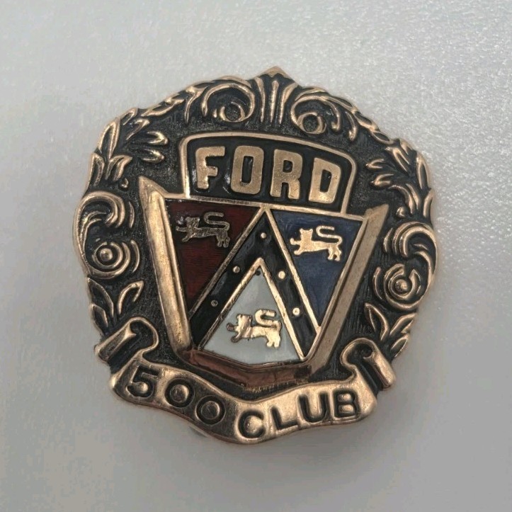 Vintage 10K Gold Ford 500 Club Sales Award Pin aTCo Enamel Screw Back Vintage 10K Gold Ford 500 Club Sales Award Pin aTCo Enamel Screw Back