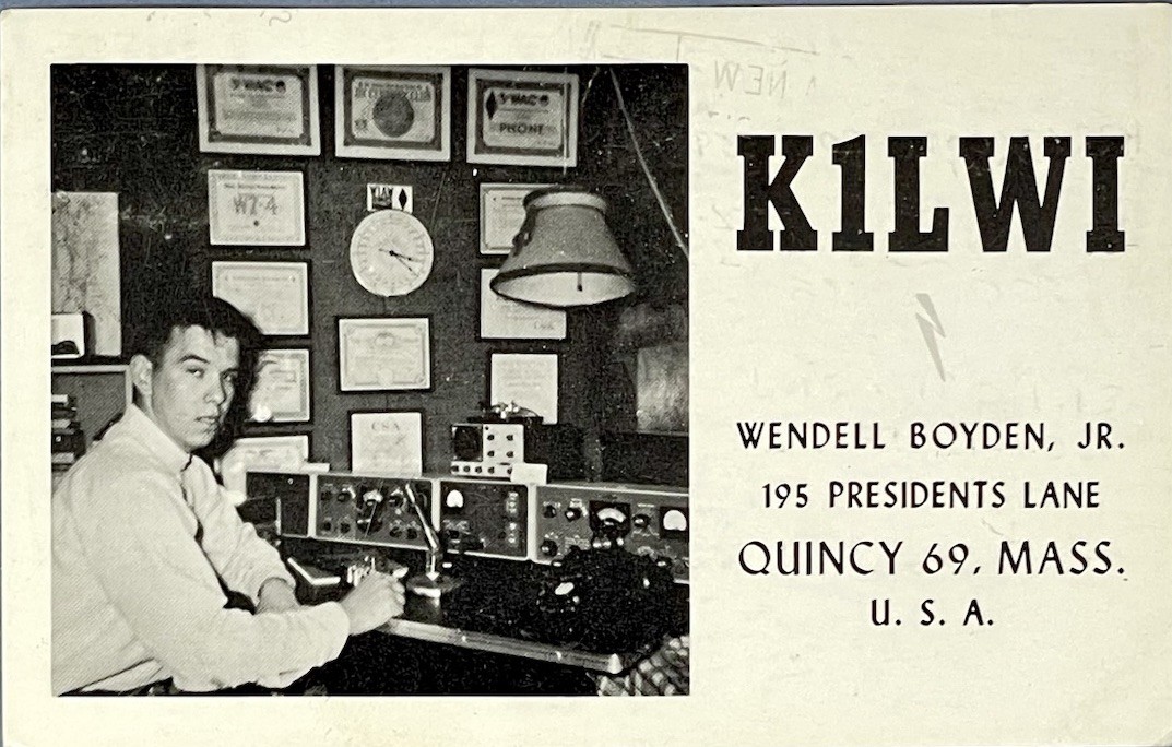 Vintage 1964 Wendell Boyden, Jr. K1LWI Ham Radio QSL Card Postcard To Navy Ship