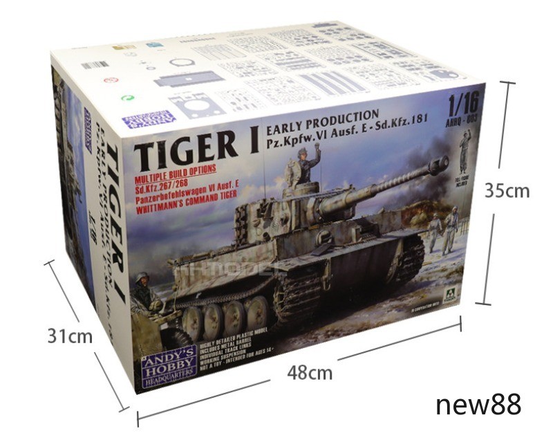 1/16 Scale Early Production Tiger I Tank Plastic Model Kit with Soldier Figure 1/16 Scale Early Production Tiger I Tank Plastic Model Kit with Soldier Figure