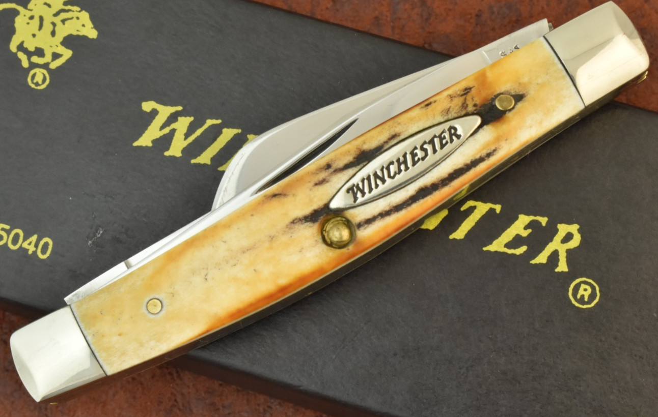 WINCHESTER MADE IN USA GENUINE STAG PREMIUM STOCKMAN KNIFE 1998 35040 (36170) WINCHESTER MADE IN USA GENUINE STAG PREMIUM STOCKMAN KNIFE 1998 35040 (36170)
