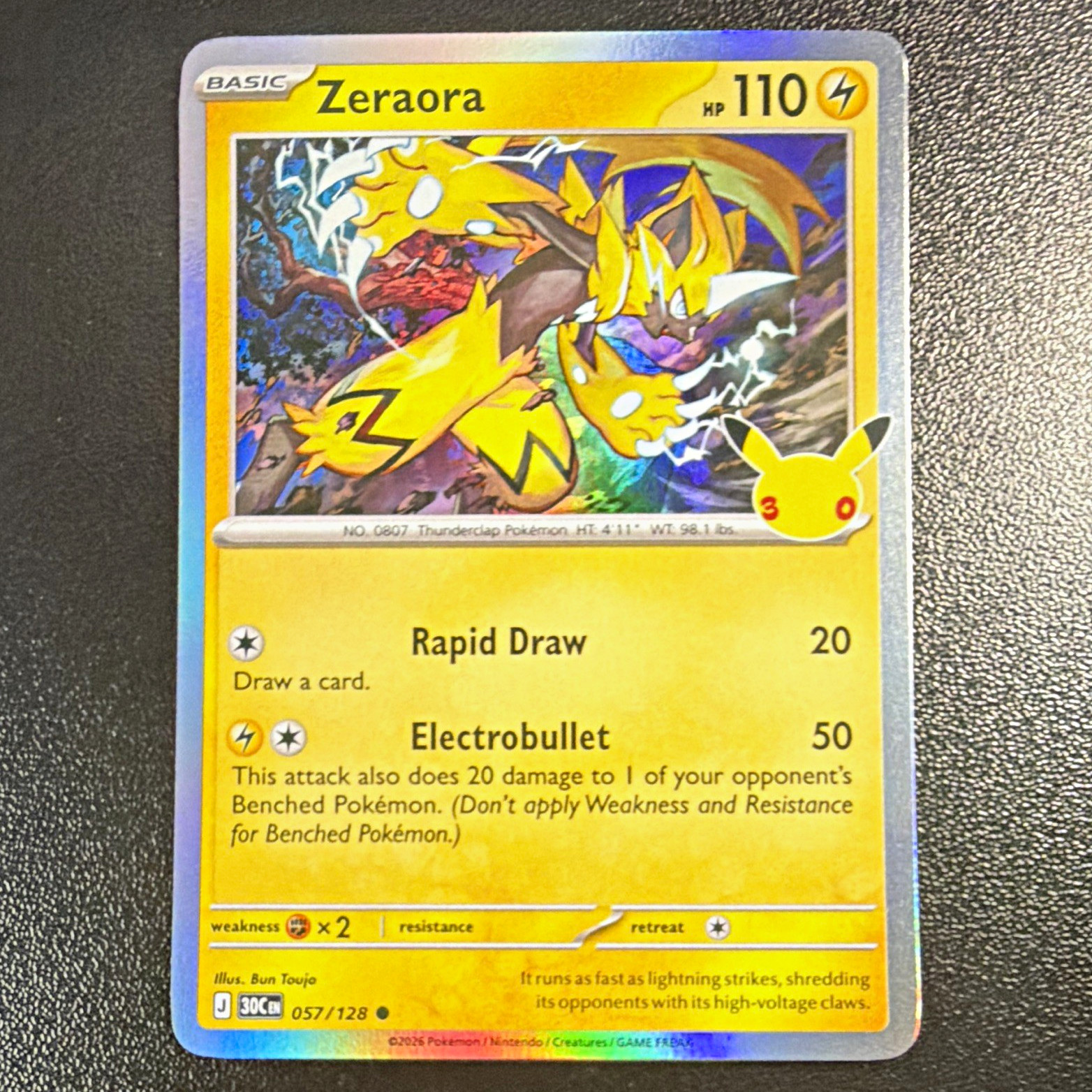 Pokemon 30th Celebrations Zeraora 057/128 Rare 110CP TCG Card English Pokemon 30th Celebrations Zeraora 057/128 Rare 110CP TCG Card English
