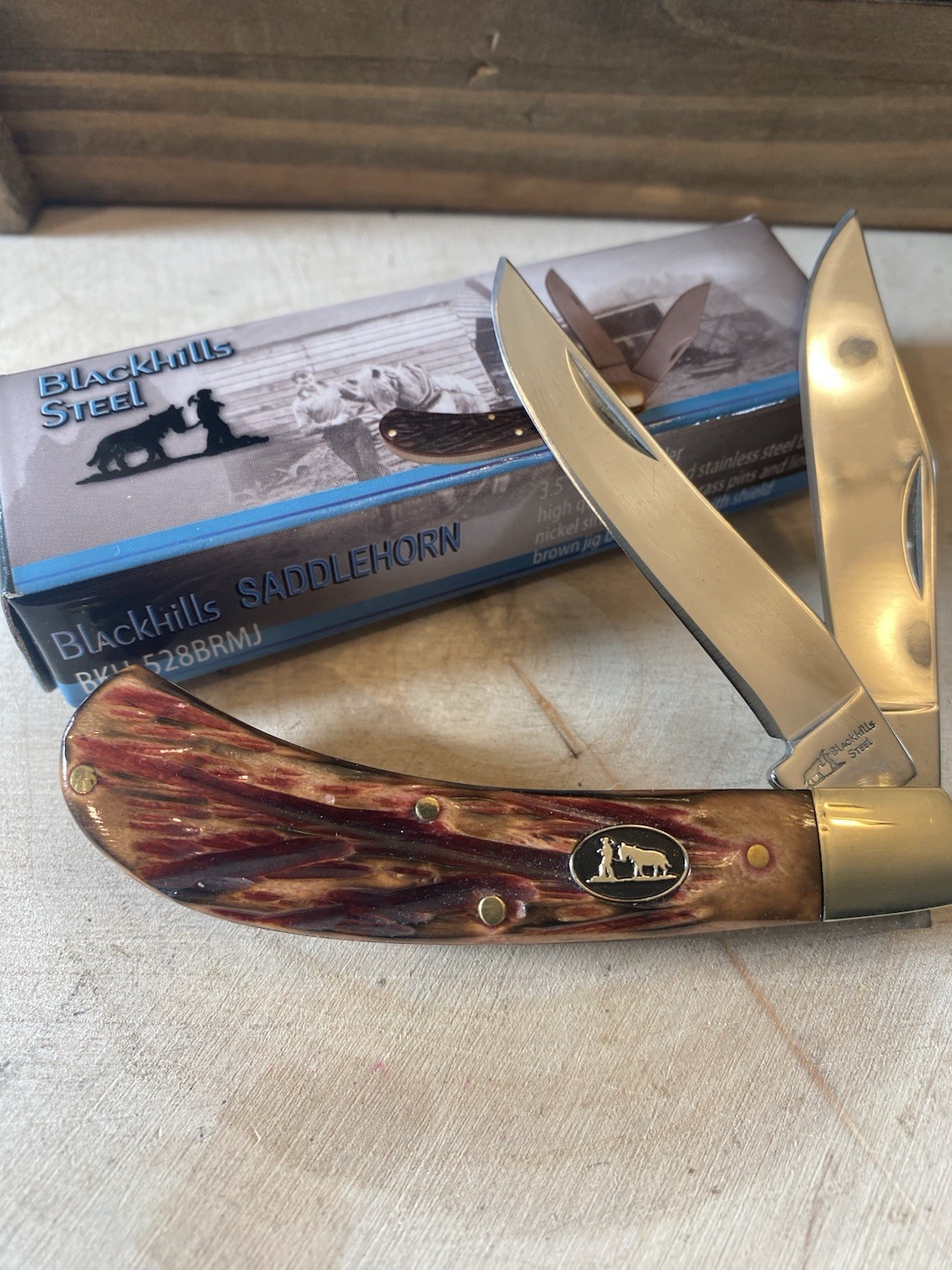 Blackhills Steel Saddlehorn Knife Custom Burnt Toasted Marshmallow Handles SS Blackhills Steel Saddlehorn Knife Custom Burnt Toasted Marshmallow Handles SS