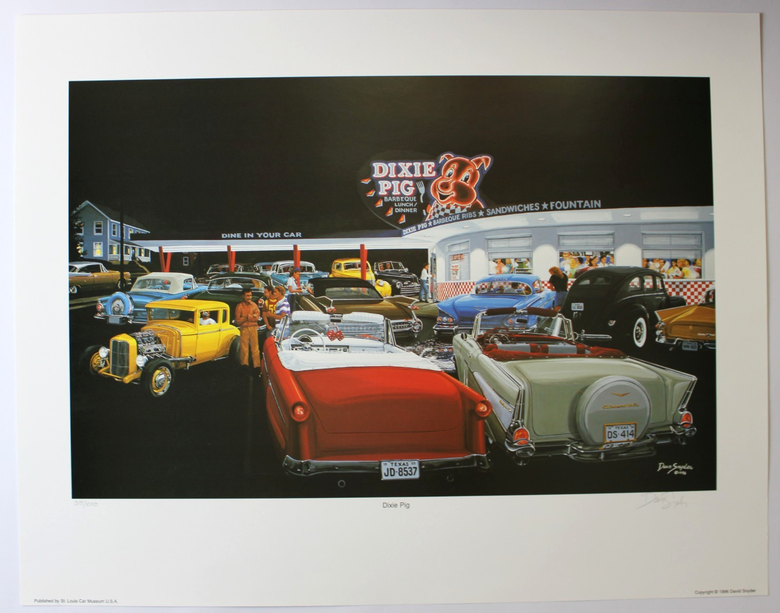Automotive Car Art Print Artist Signed Dave Snyder LE 312/1000 Dixie Pig 28 Automotive Car Art Print Artist Signed Dave Snyder LE 312/1000 Dixie Pig 28