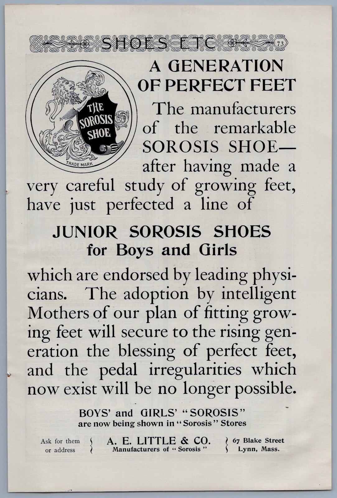 1901 A E Little Junior Sorosis Shoes Vintage Ad Boys Girls Doctor Endorsed 1901 A E Little Junior Sorosis Shoes Vintage Ad Boys Girls Doctor Endorsed