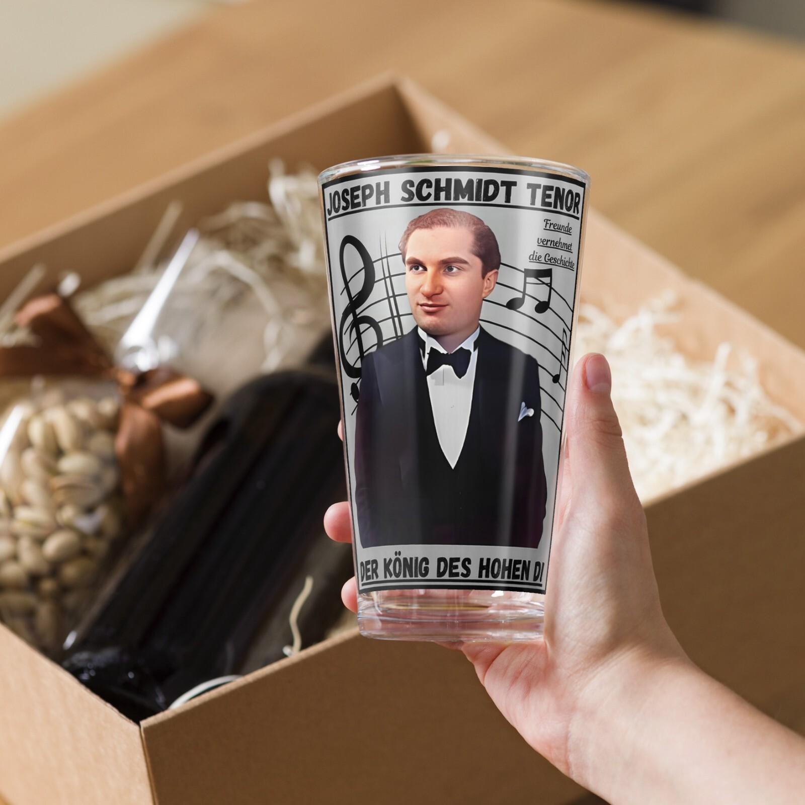 New Pint glass 16oz Joseph Schmidt Tenor King of the HIGH D Opera Belcanto Fan