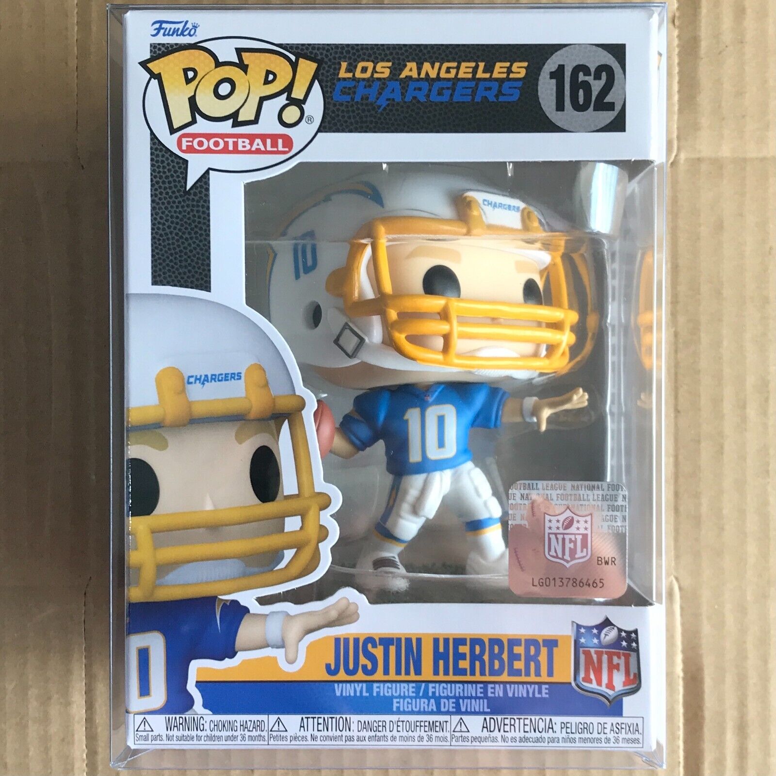 Funko Pop Justin Herbert #162 Los Angeles Chargers, Home Jersey, Football NFL