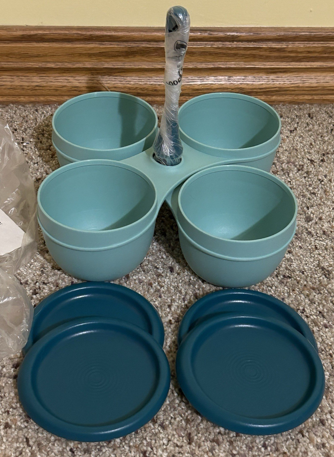 NEW Tupperware Blossom Table Condiment Server Caddy Bowls w/Lids Dips Toppings